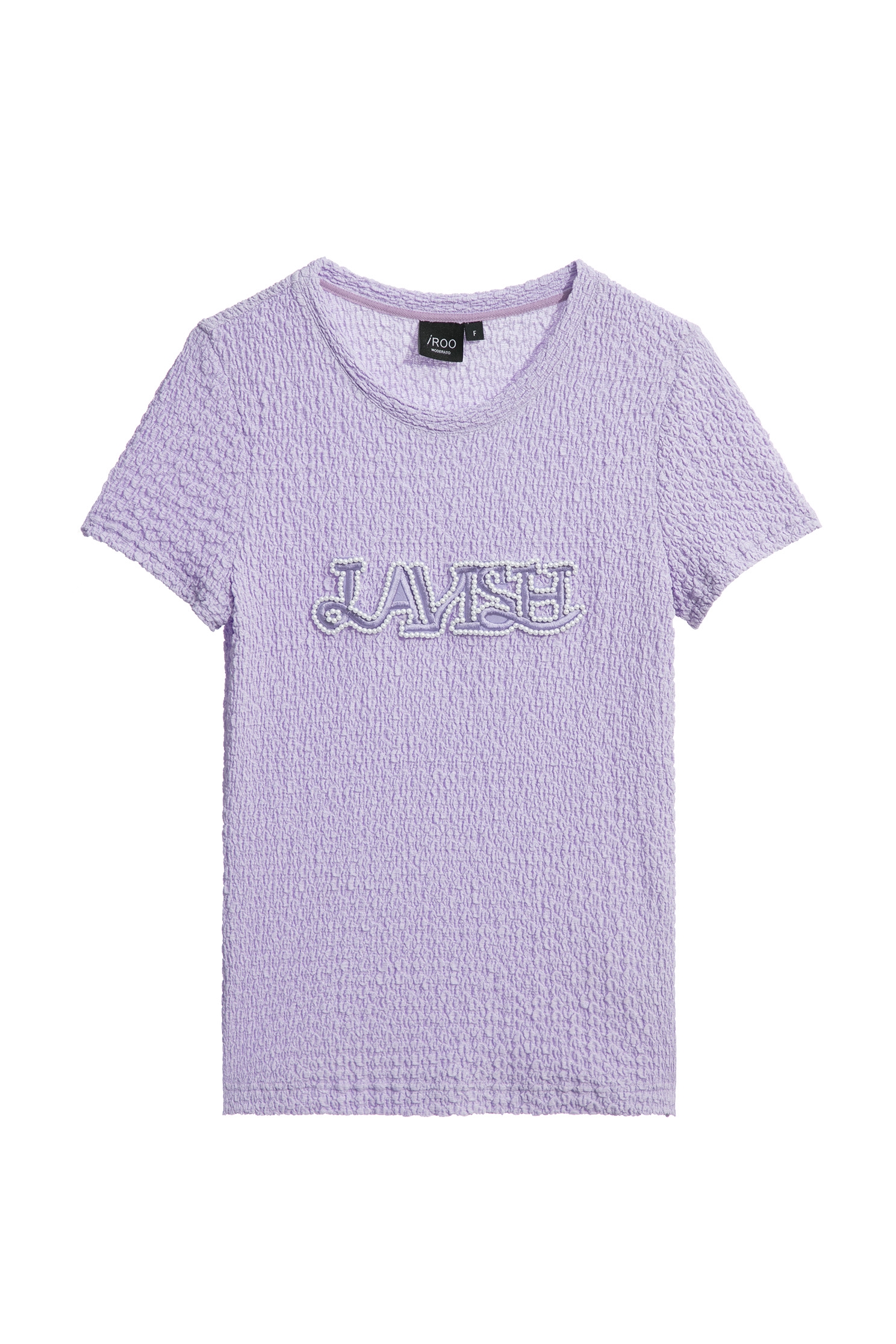 Front Embroidred Slogan Purple TeeFront Embroidred Slogan Purple Tee,T-shirts,Tops,Season (SS) Look,pearl,Embroidered