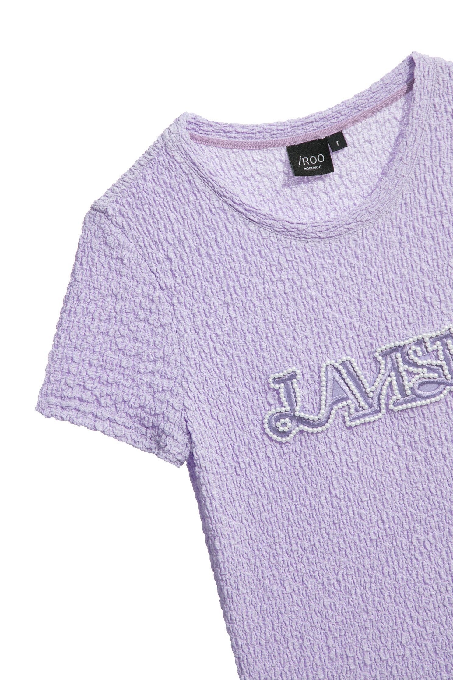 Front Embroidred Slogan Purple TeeFront Embroidred Slogan Purple Tee,T-shirts,Tops,Season (SS) Look,pearl,Embroidered