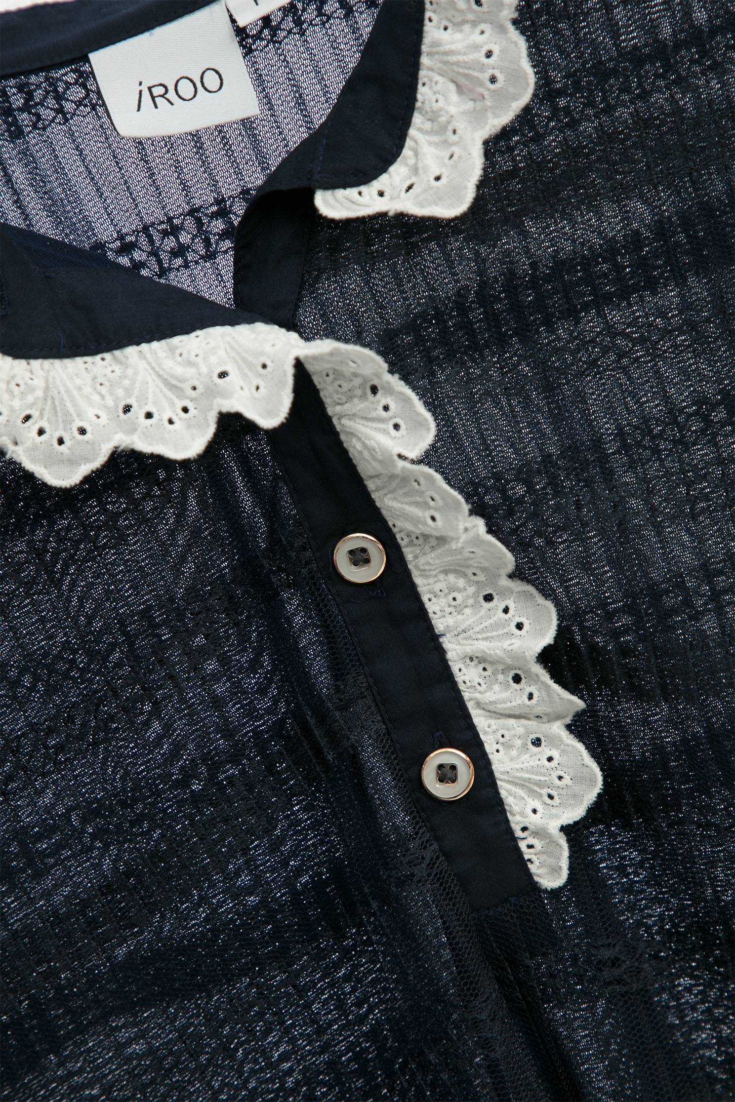 Long sleeve Navy Top With White Lace DetailLong sleeve Navy Top With White Lace Detail,Tops,Season (SS) Look,Lace