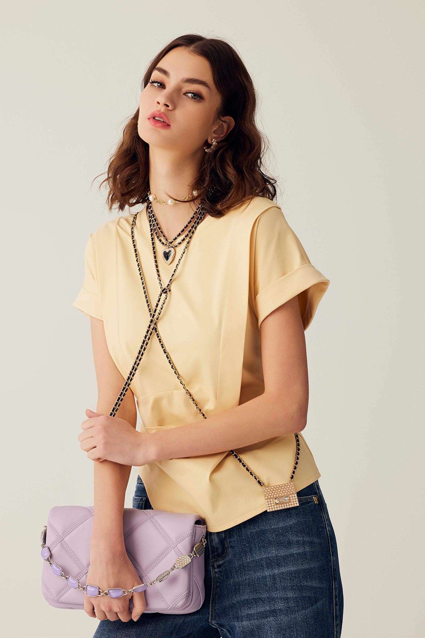 Asymmetric Pleated TeeAsymmetric Pleated Tee,T-shirts,Tops,Season (SS) Look