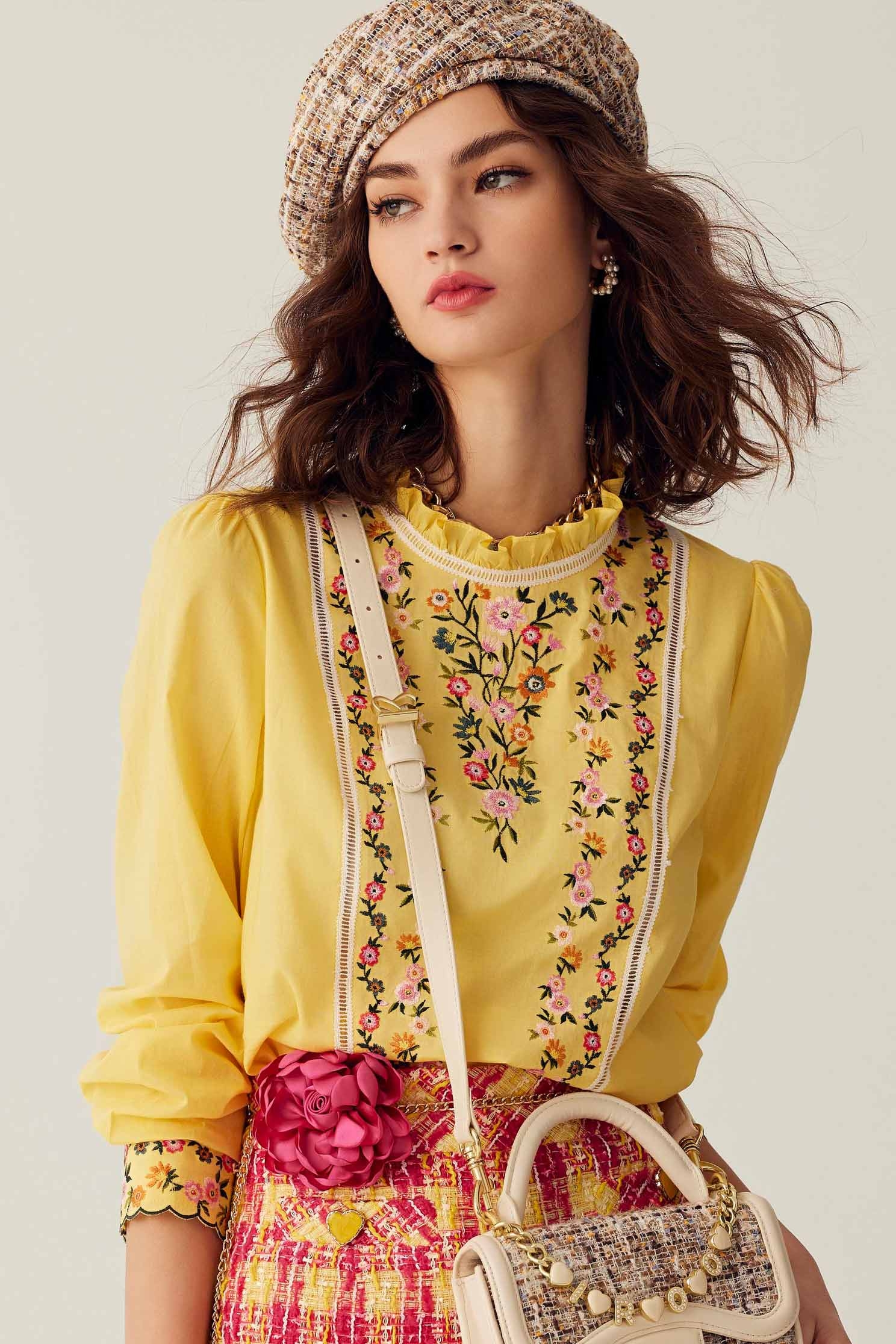 Floral Embroidery Long Sleeve BlouseFloral Embroidery Long Sleeve Blouse,Tops,Embroidered,Season (SS) Look,Embroidered tops,Lace