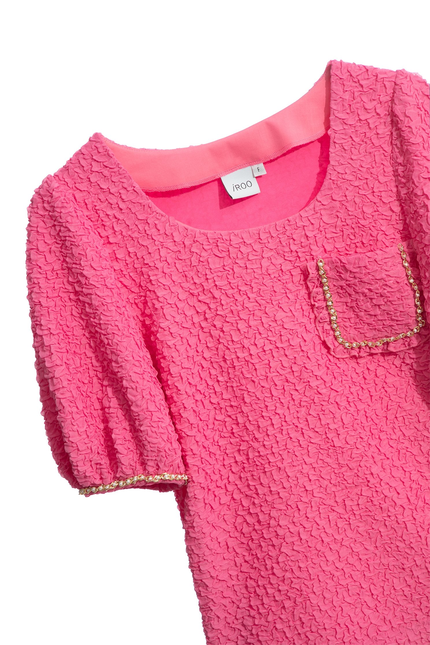 Puff Sleeve Emossed Pink TopPuff Sleeve Emossed Pink Top,Tops,Season (SS) Look,pearl