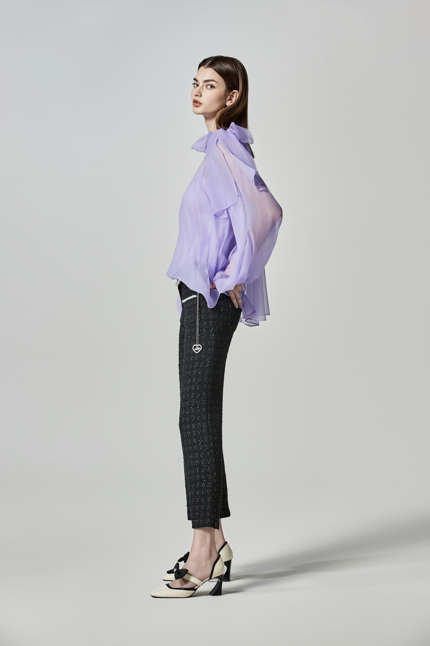 Bow Collar Organza TopBow Collar Organza Top,Tops,Under shirts,Season (SS) Look