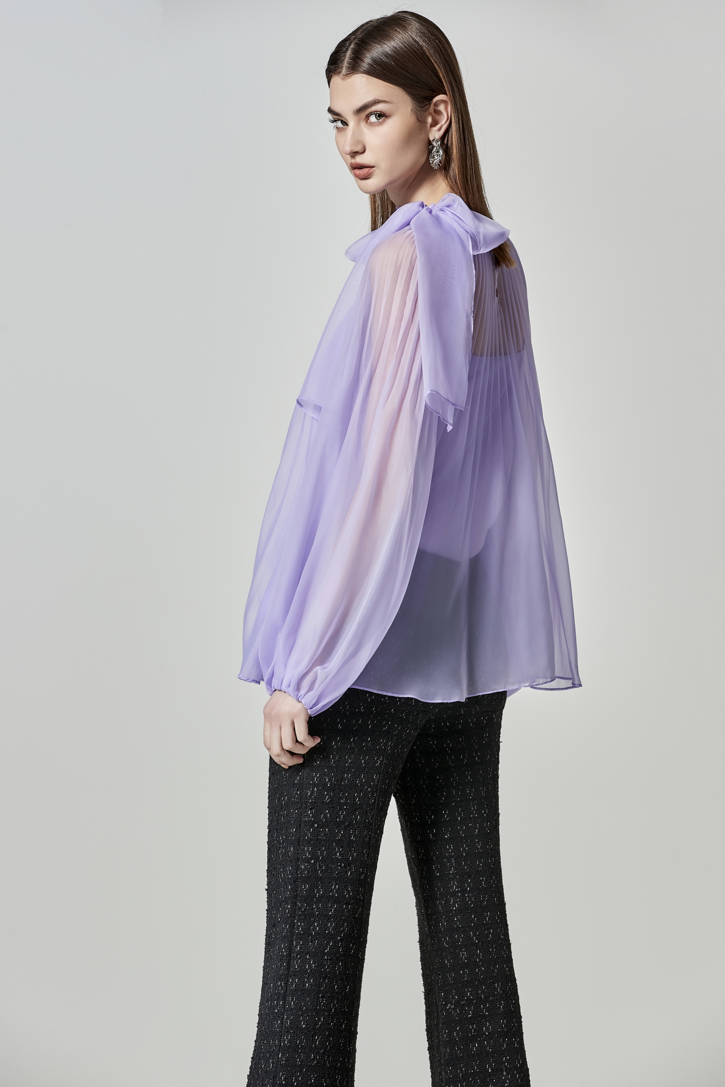 Bow Collar Organza TopBow Collar Organza Top,Tops,Under shirts,Season (SS) Look