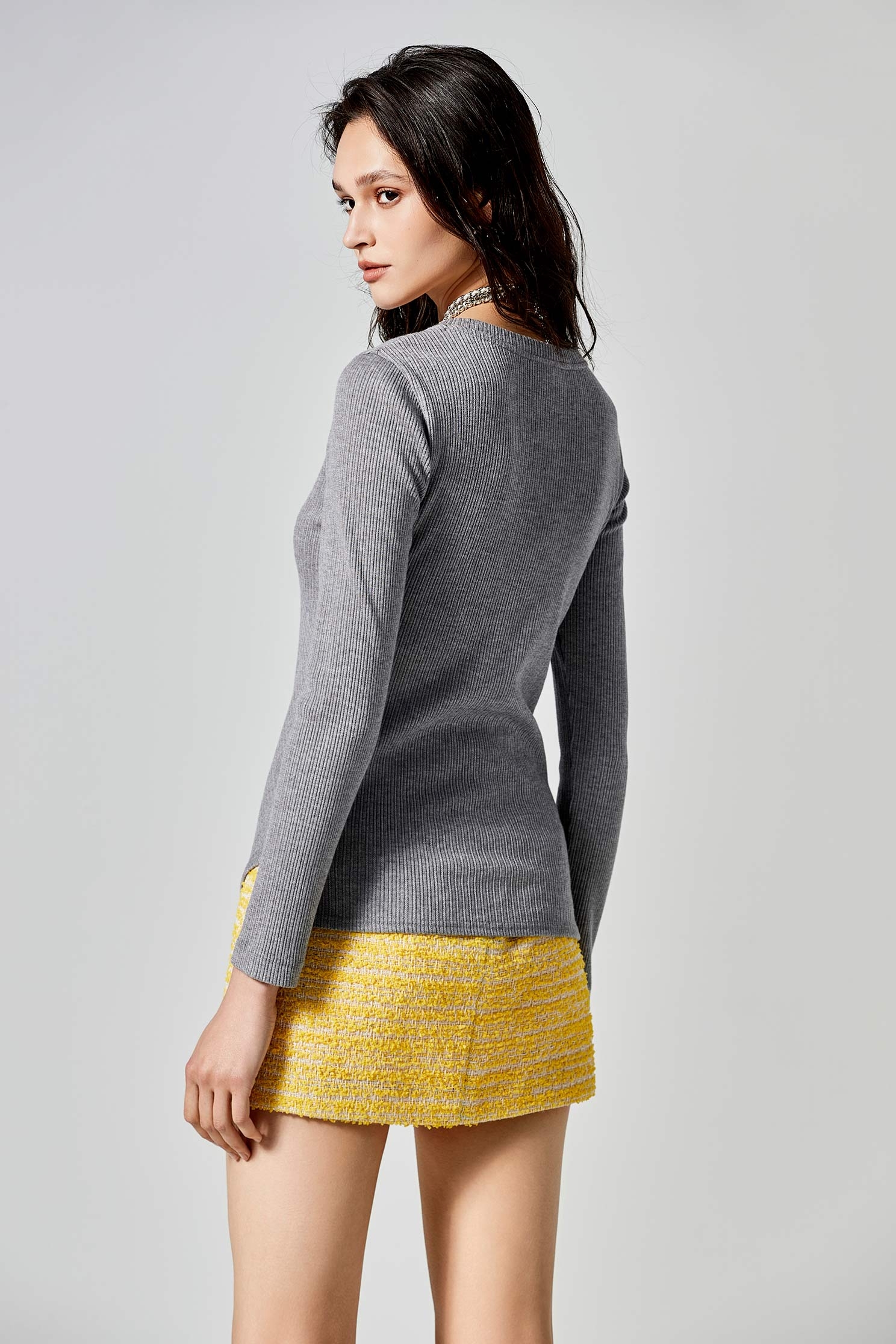 Asymmetric Patchwork Knit TopAsymmetric Patchwork Knit Top,Tops,Season (SS) Look,Knitted,Long sleeve tops