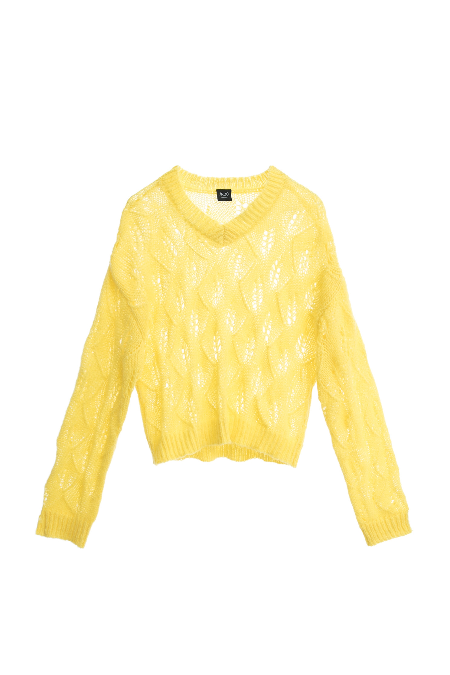 Long Sleeve Yellow Pointelle Knit TopLong Sleeve Yellow Pointelle Knit Top,Tops,Season (SS) Look,Knitted,Knitted tops,Knitted tops,Long sleeve tops