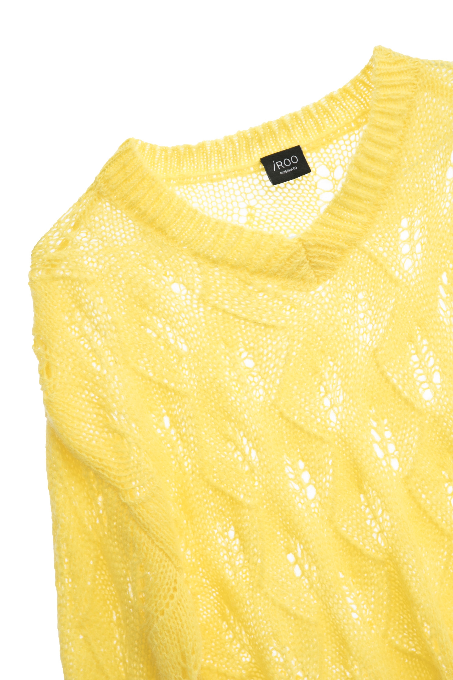 Long Sleeve Yellow Pointelle Knit TopLong Sleeve Yellow Pointelle Knit Top,Tops,Season (SS) Look,Knitted,Knitted tops,Knitted tops,Long sleeve tops