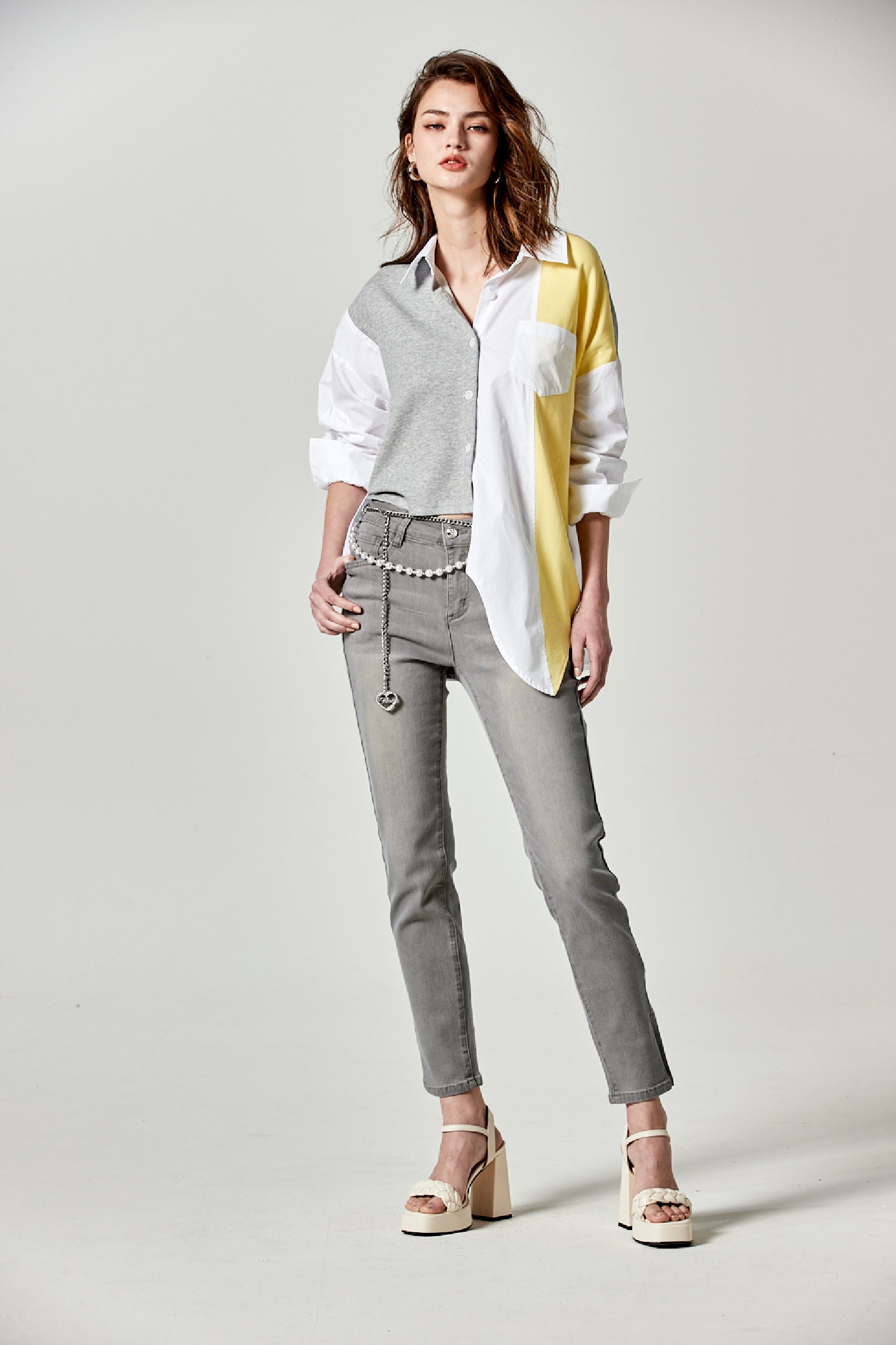 Oversize Patchwork Asymmetric BlouseOversize Patchwork Asymmetric Blouse,Tops,Season (SS) Look,Blouses