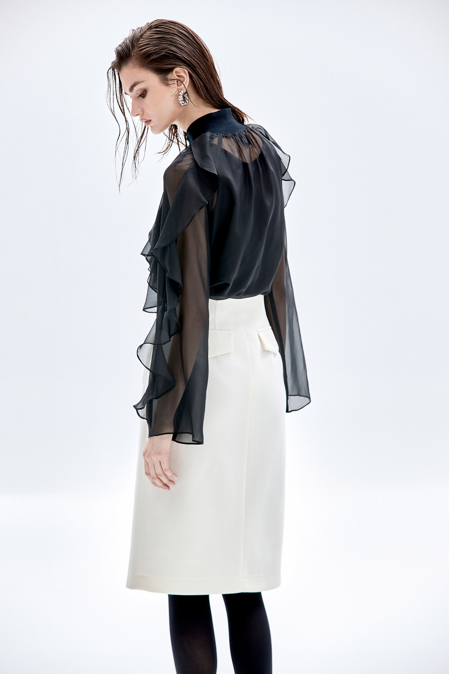 Ruffle Detail Organza TopRuffle Detail Organza Top,Tops,Under shirts,Season (AW) Look