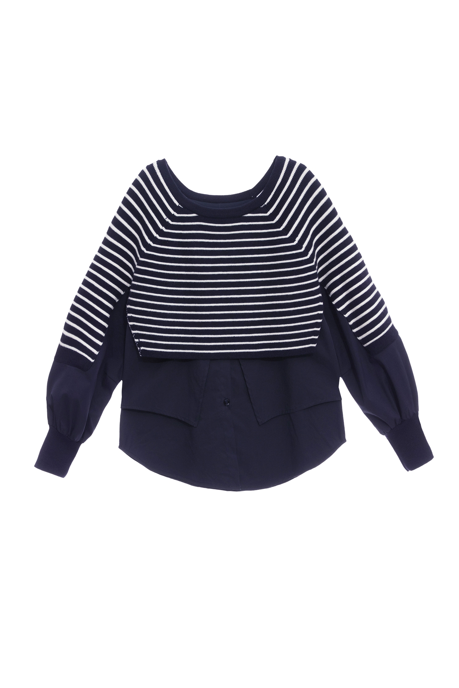 Fake Two Piece Stripe Knit TopFake Two Piece Stripe Knit Top,Tops,Stripe,Season (AW) Look,Blouses,Knitted,Knitted tops,Knitted tops