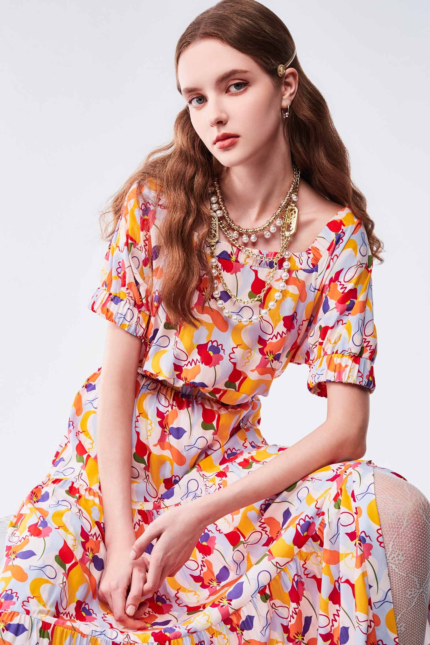 Bold Floral Print Short Sleeve TopBold Floral Print Short Sleeve Top,Tops,Season (AW) Look