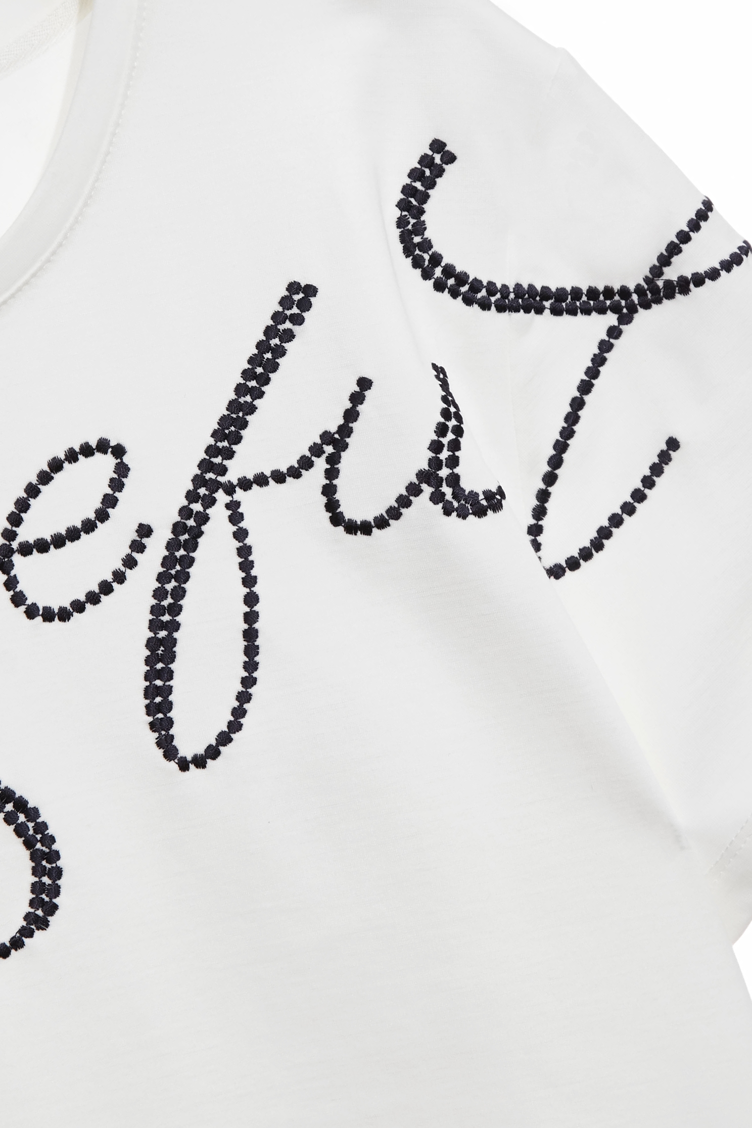 Front Embroidery Slogan Short Sleeve TeeFront Embroidery Slogan Short Sleeve Tee,T-shirts,Tops,Embroidered,White tops,Season (AW) Look