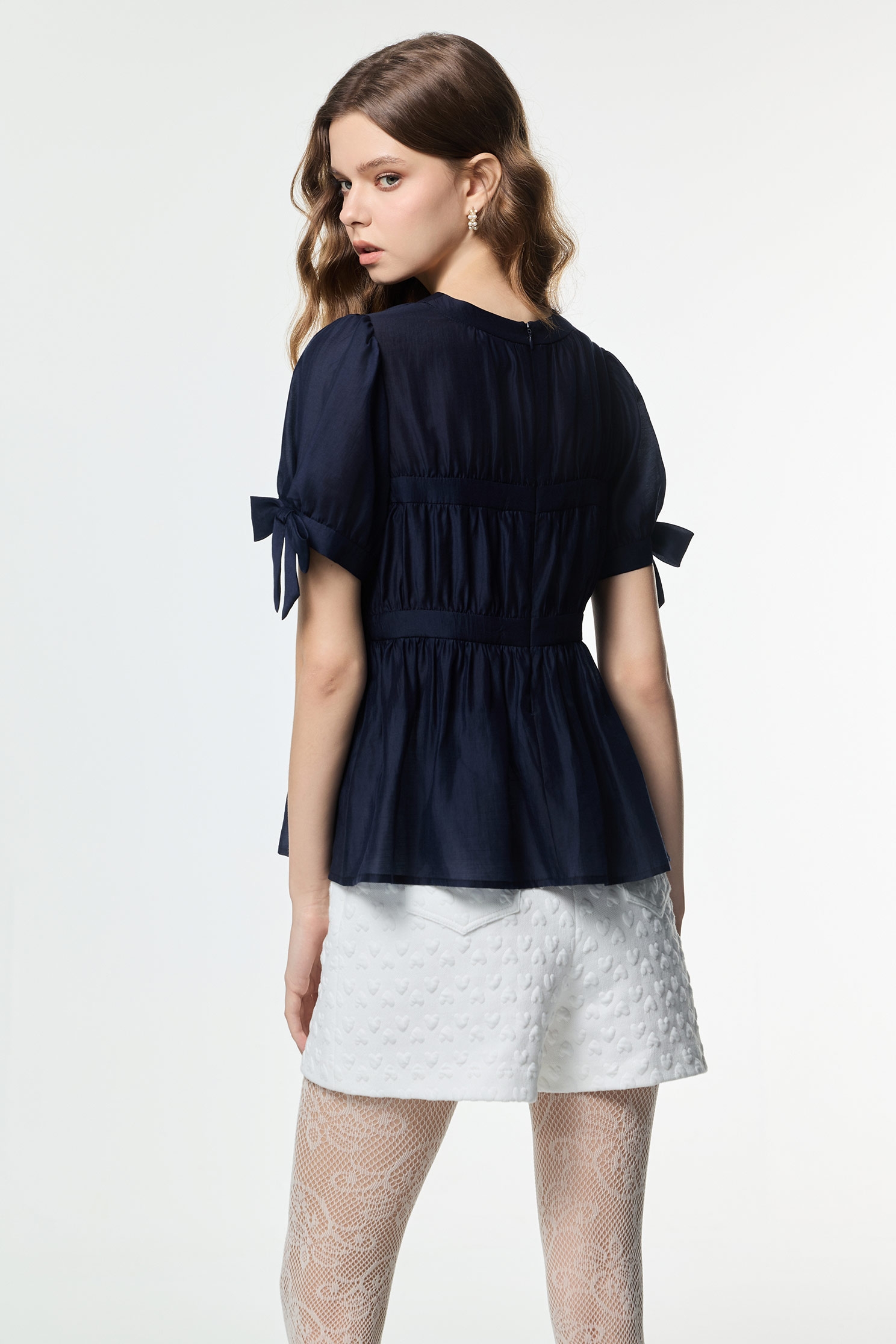 Bow Detail Navy TopBow Detail Navy Top,Tops,Season (AW) Look,bows