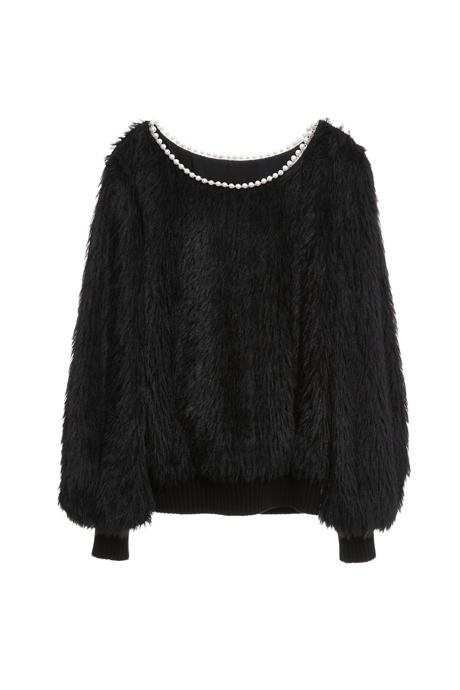 Pearl Detail Faux Fur TopPearl Detail Faux Fur Top,Office Looks,Tops,pearl,Season (AW) Look,Valentine,Blouses