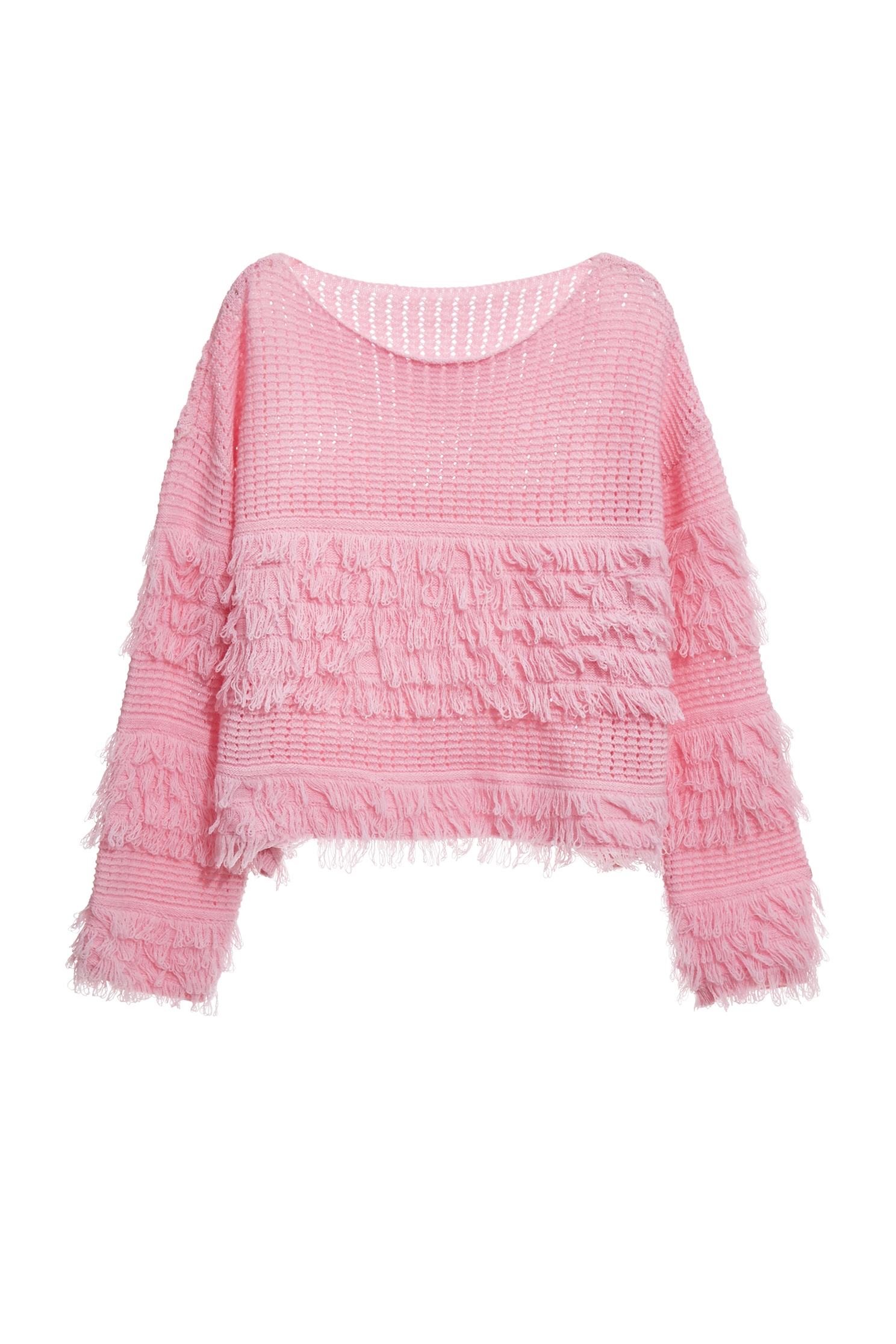 Fringe Detail Pink Knit TopFringe Detail Pink Knit Top,Tops,Season (AW) Look,Knitted,Knitted tops