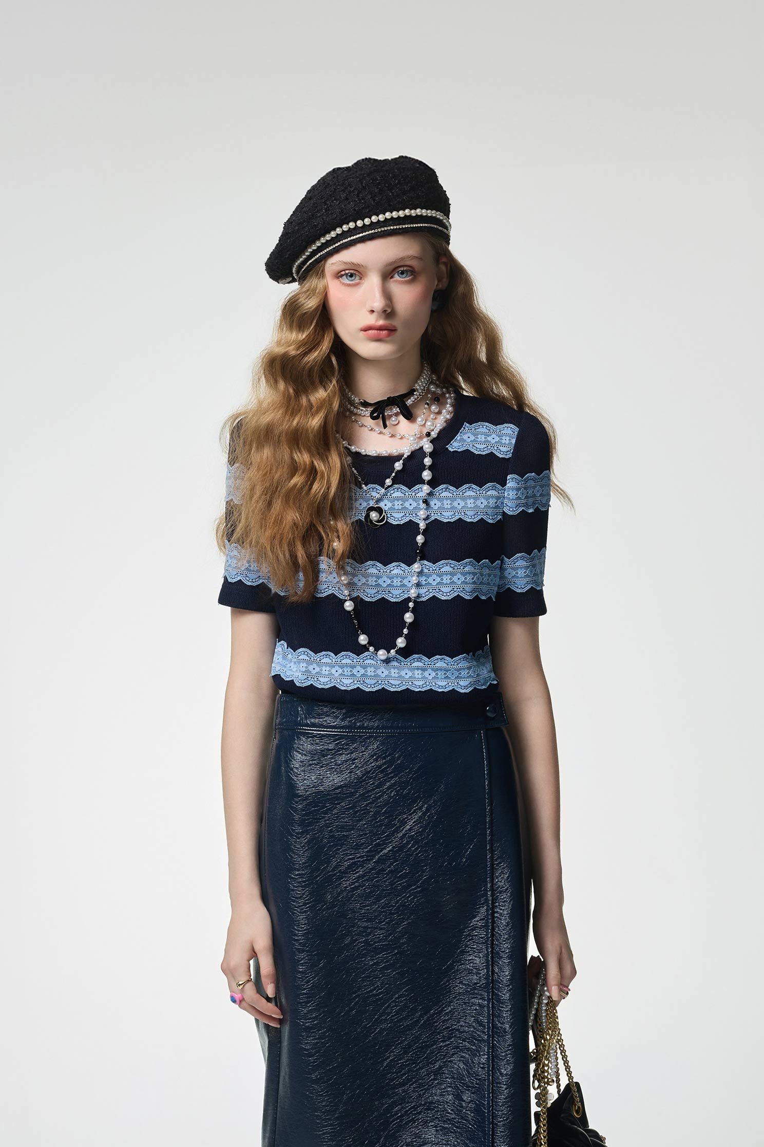 Contrast Lace Detail Short Sleeve TopContrast Lace Detail Short Sleeve Top,Tops,Season (AW) Look,Lace