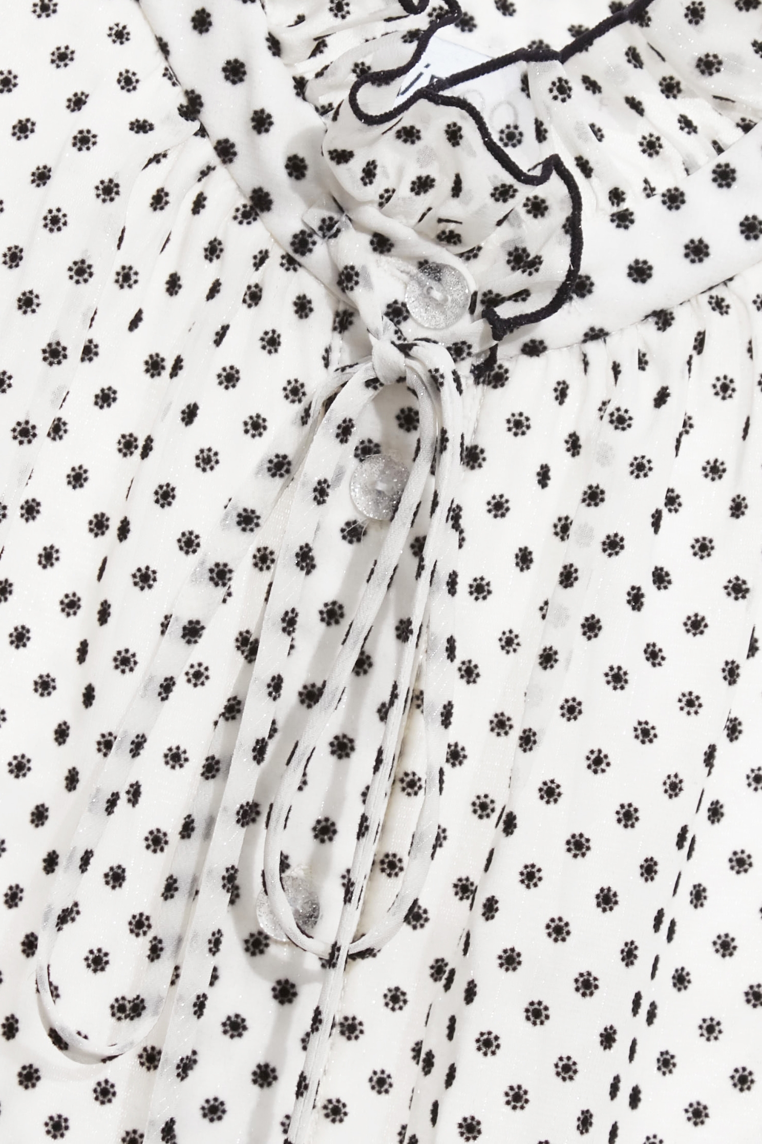 Polka Dot Ruffle Trim Detail BlousePolka Dot Ruffle Trim Detail Blouse,Tops,Season (AW) Look,Chiffon