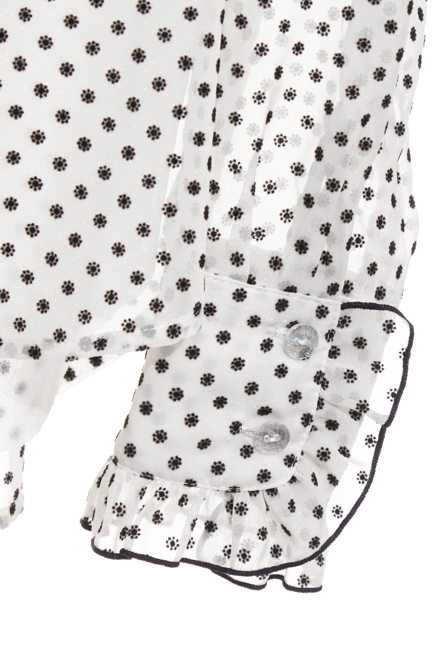 Polka Dot Ruffle Trim Detail BlousePolka Dot Ruffle Trim Detail Blouse,Tops,Season (AW) Look,Chiffon