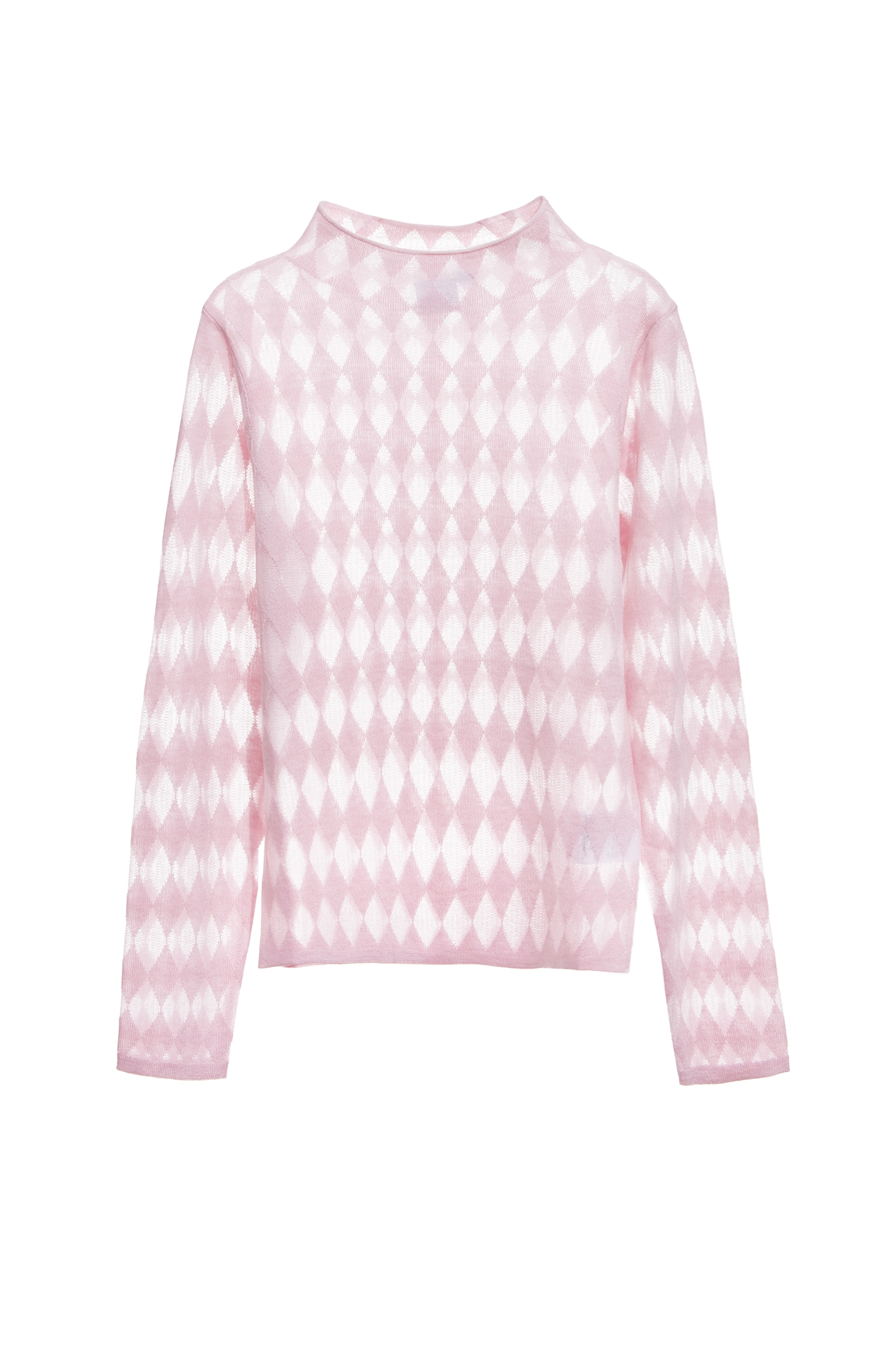Pink Argyle Pattern Knit TopPink Argyle Pattern Knit Top,Tops,Plaid,Season (AW) Look,Knitted,Knitted tops
