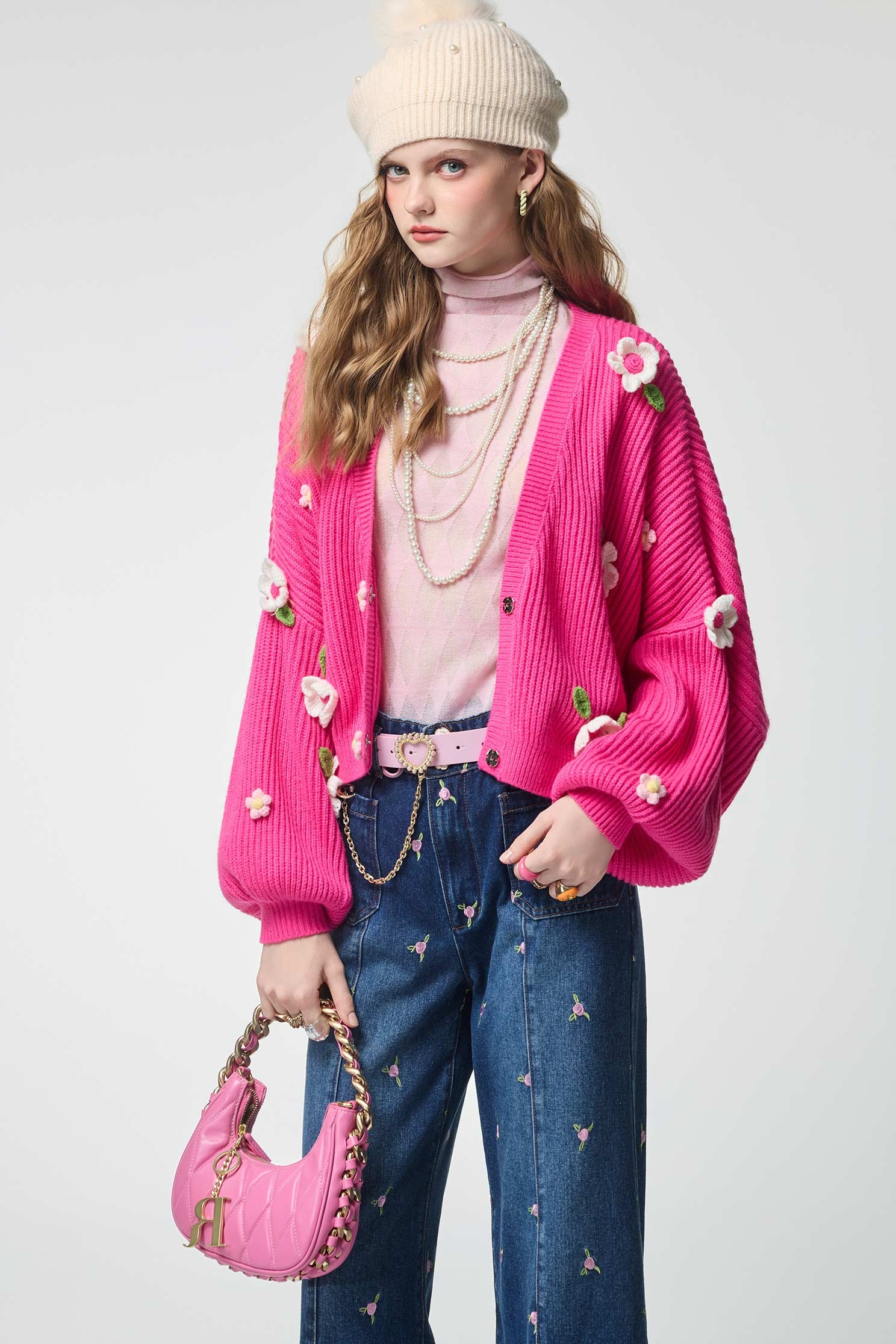 Pink Argyle Pattern Knit TopPink Argyle Pattern Knit Top,Tops,Plaid,Season (AW) Look,Knitted,Knitted tops