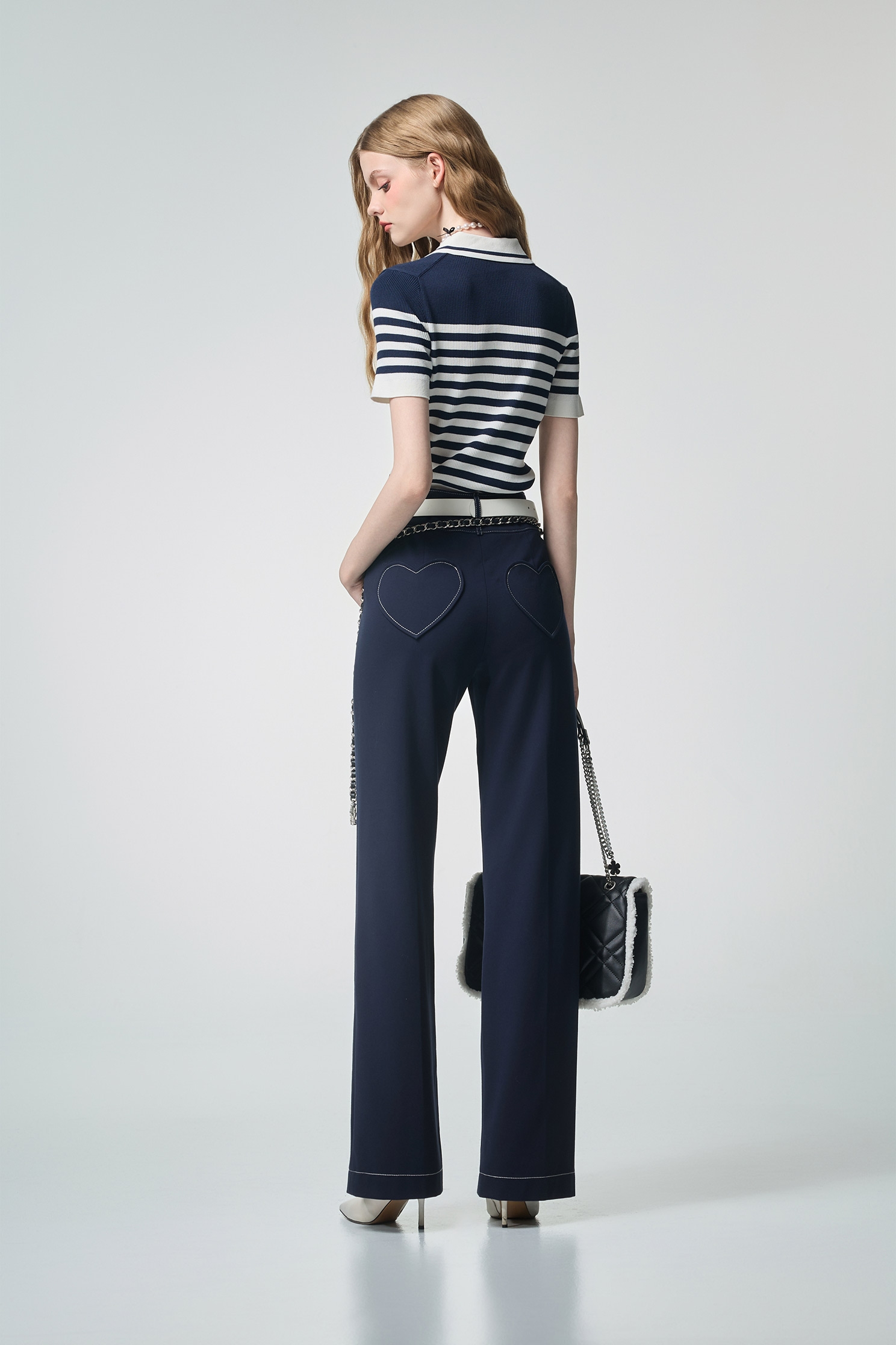 Contrast Stripe Polo Knit TopContrast Stripe Polo Knit Top,Tops,Season (AW) Look,Knitted,Knitted tops