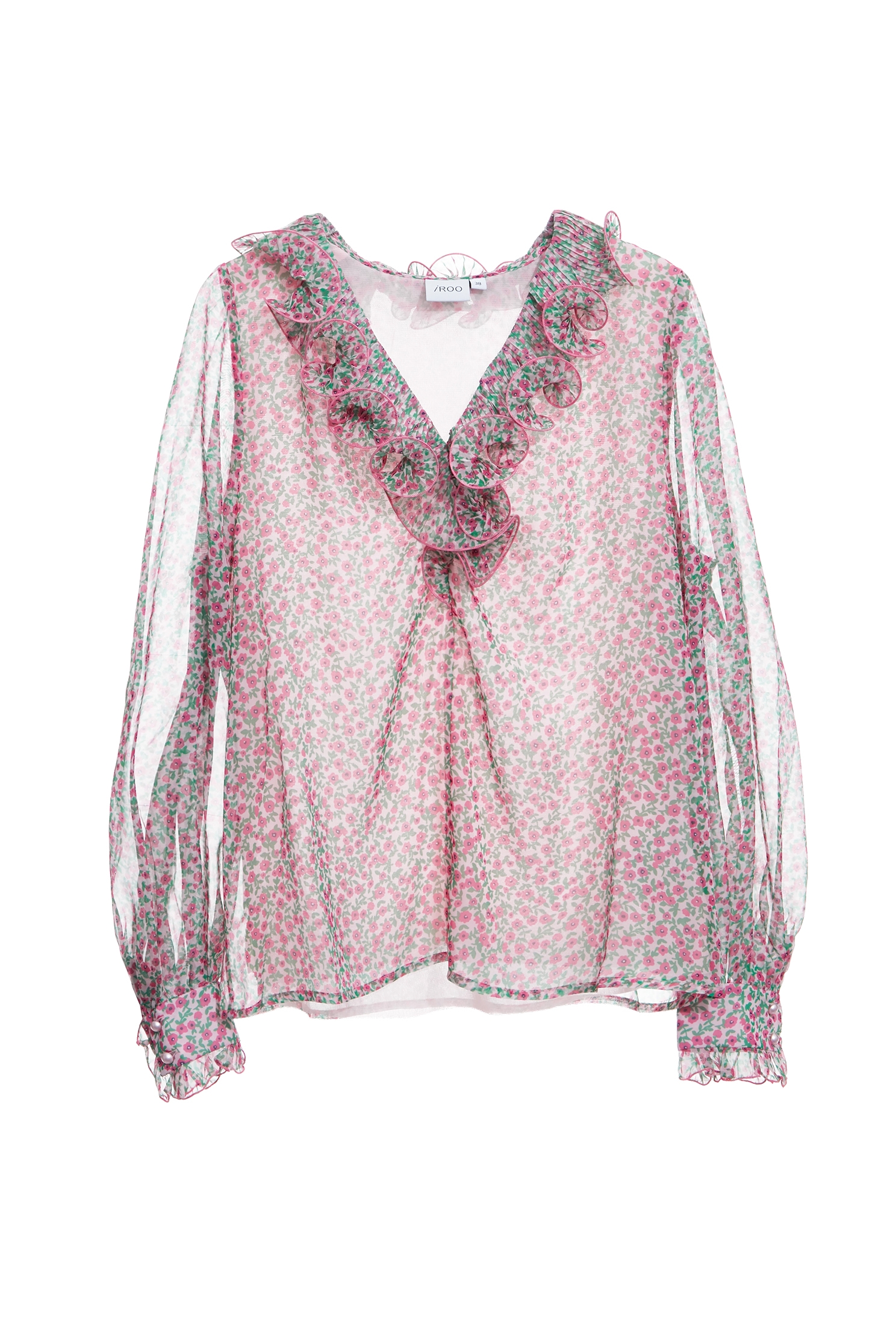 Floral Print Ruffle Chiffon TopFloral Print Ruffle Chiffon Top,Tops,Season (AW) Look,Chiffon