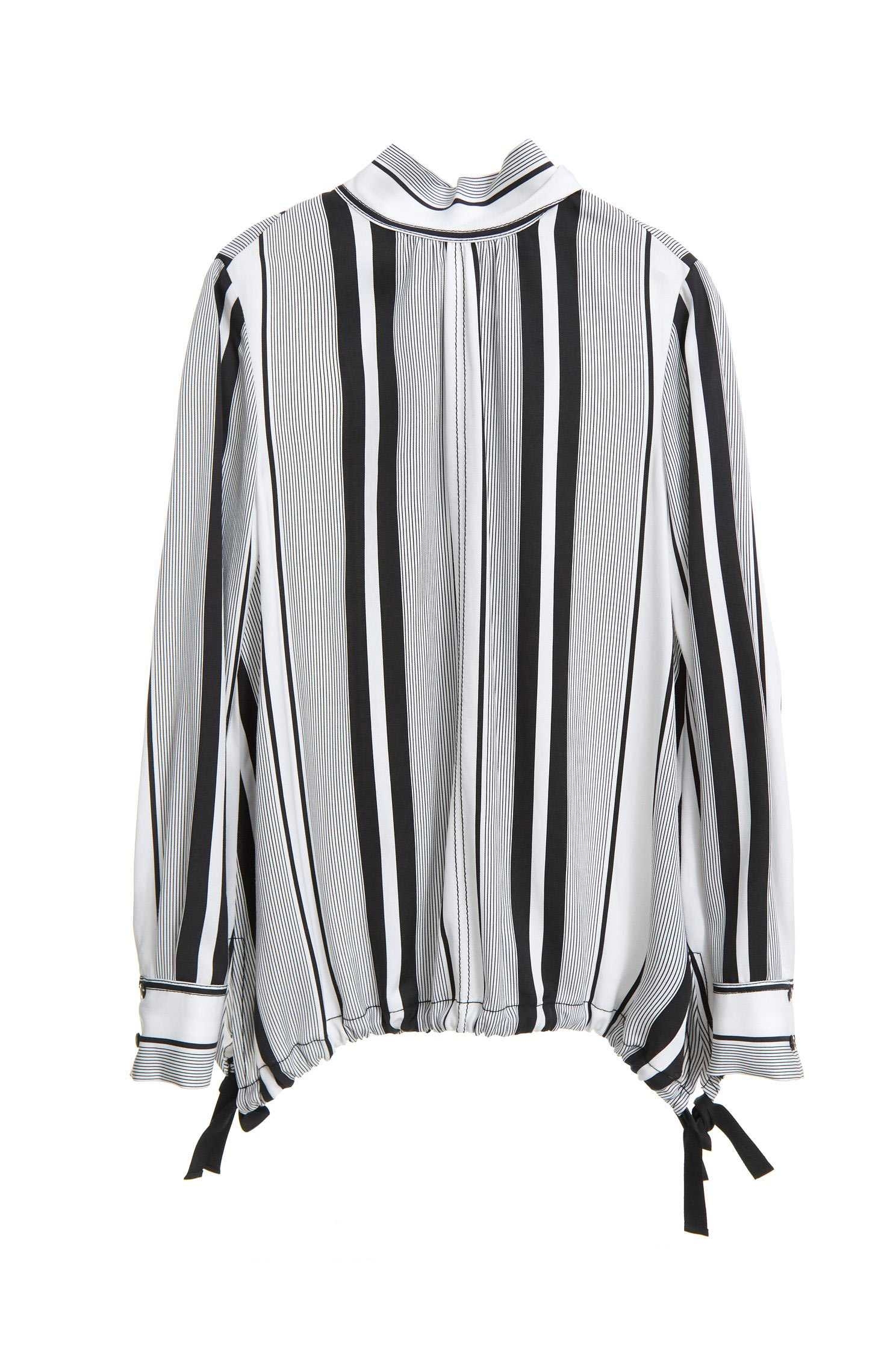 Stripe Printed Long Sleeve TopINVERTED LAPEL COLLAR top,Tops,Rayon,Stripe,Season (AW) Look,Long tops,Long sleeve tops