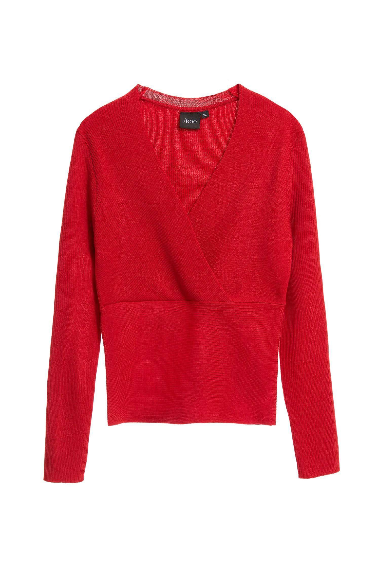 Long Sleeve Red Knit TopSexy slim knitwear,V-Neck T shirts,goodlucknewyear,Season (AW) Look,Knitted,Knitted tops,Knitted tops,Long sleeve tops,Lucky Red