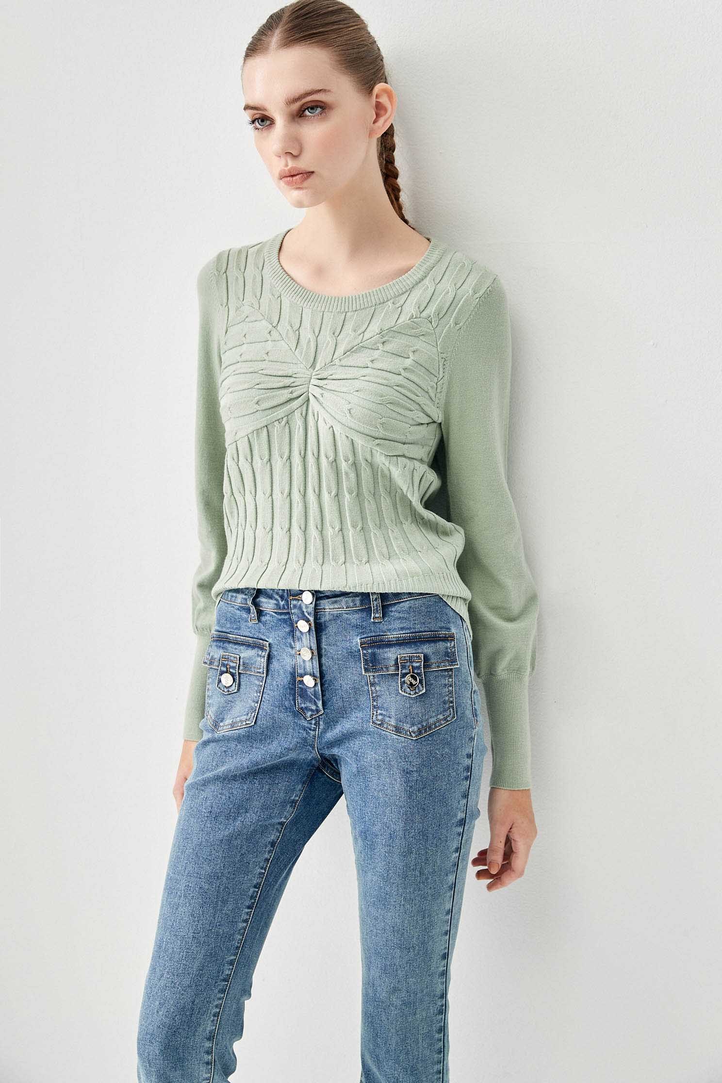 Light Green Fitted Knit TopWaistcoat style knit top,Tops,goodlucknewyear,Season (AW) Look,sleeveless tops,relaxrestrictions,Knitted,Knitted tops,Knitted tops