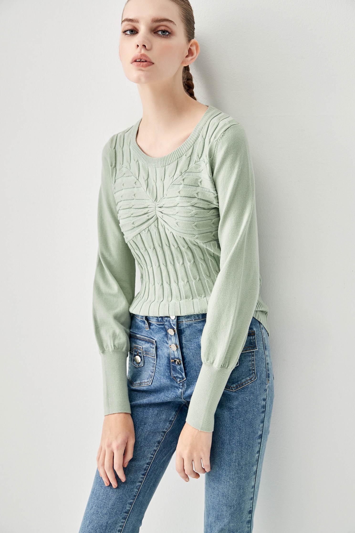 Light Green Fitted Knit TopWaistcoat style knit top,Tops,goodlucknewyear,Season (AW) Look,sleeveless tops,relaxrestrictions,Knitted,Knitted tops,Knitted tops