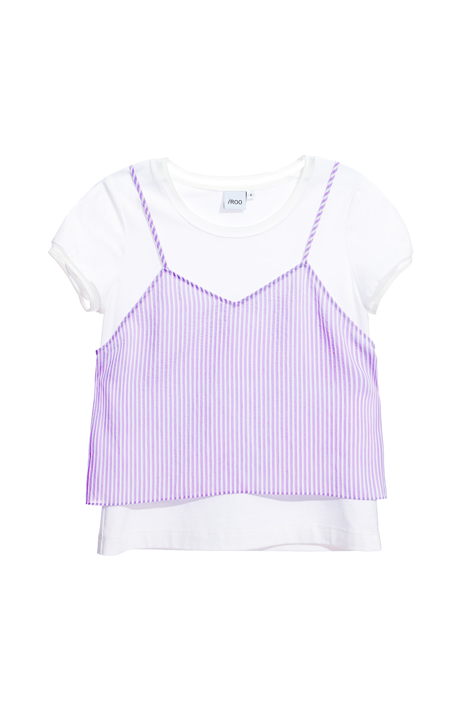 Fake Two Piece Purple Stripe Top.,Tops,Season (SS) Look,Stripe,sleeveless tops