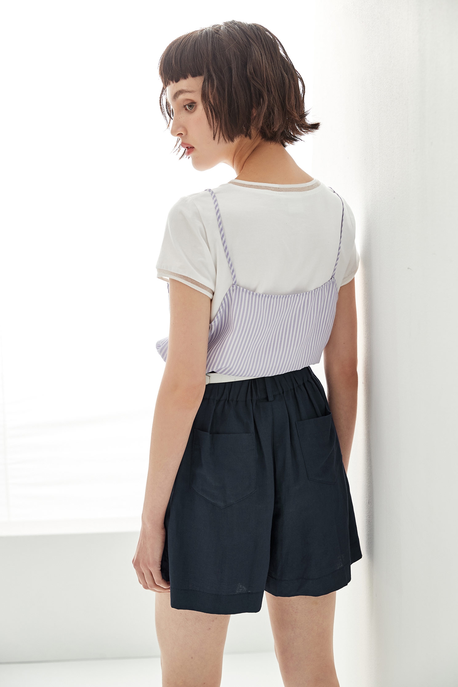 Fake Two Piece Purple Stripe Top.,Tops,Season (SS) Look,Stripe,sleeveless tops