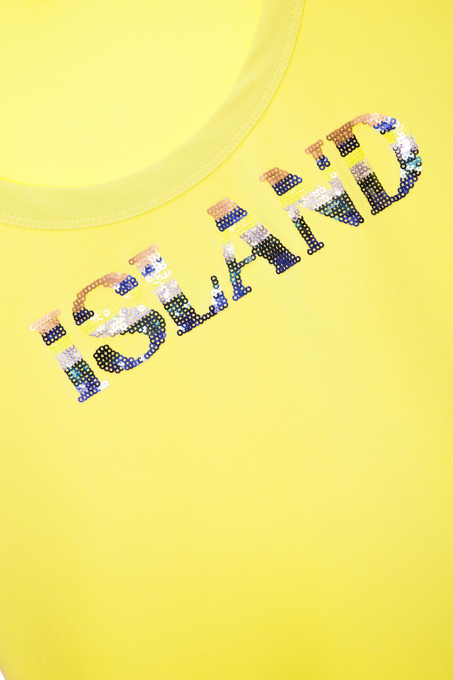 Basic Yellow Tee With Sequin DetailU-neck  T-shirt with colored embroidery,T-shirts,T-shirts,U-Neck T shirts,Embroidered,Season (SS) Look,comfotism