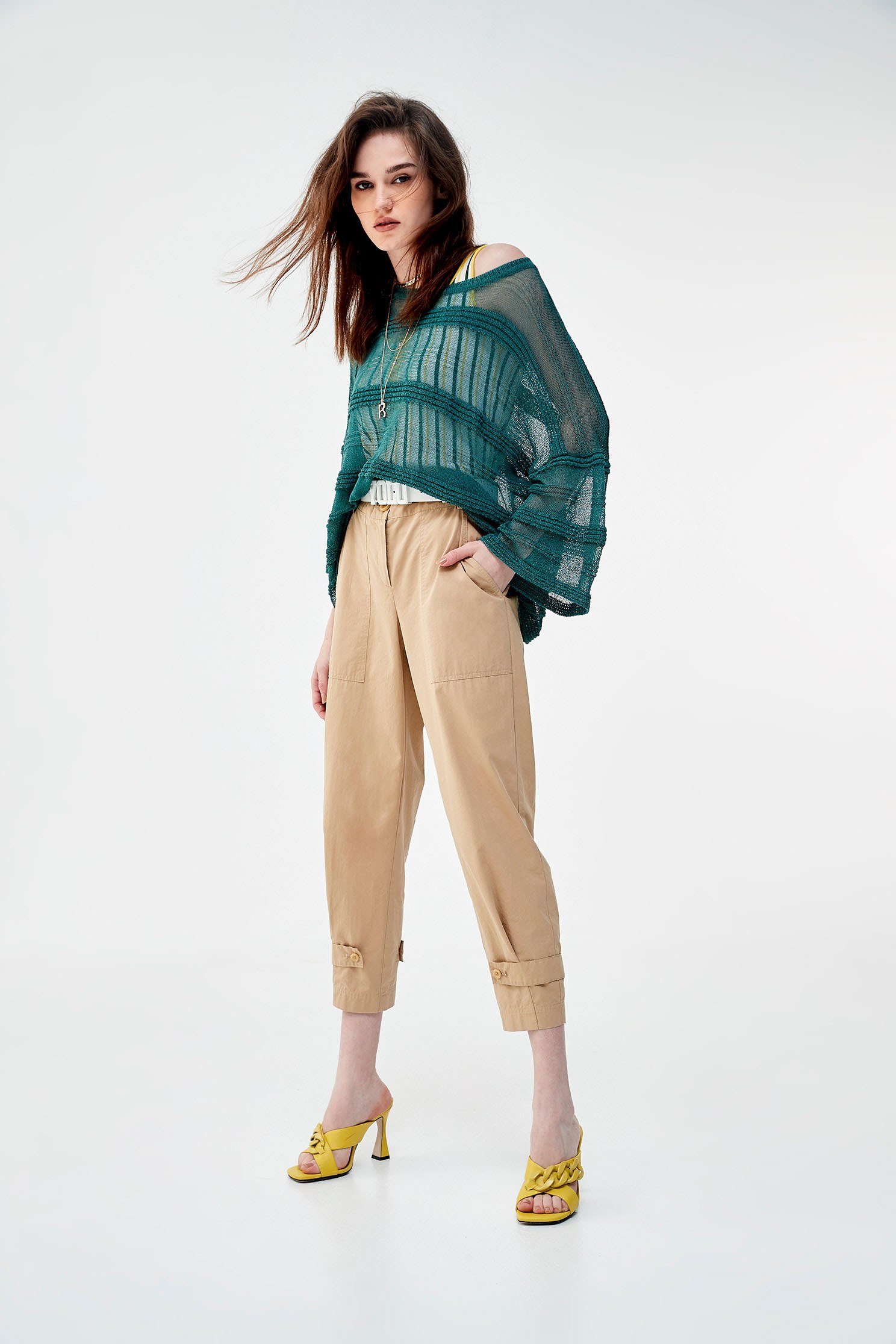 Oversize Translucent Knit TopKnit top with cross-striped,Tops,Season (SS) Look,comfotism,Knitted,Knitted tops,Knitted tops