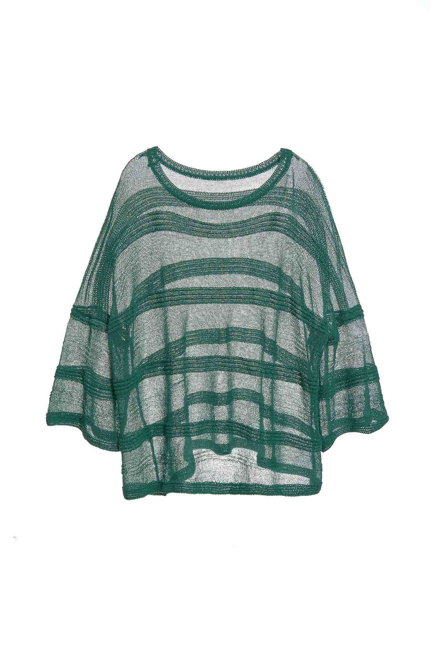 Oversize Translucent Knit TopKnit top with cross-striped,Tops,Season (SS) Look,comfotism,Knitted,Knitted tops,Knitted tops