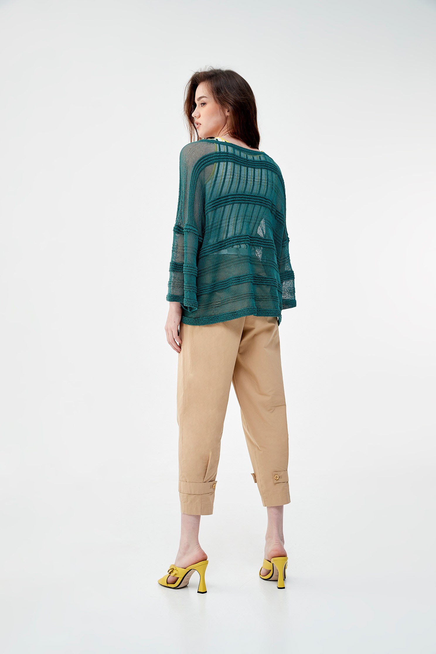 Oversize Translucent Knit TopKnit top with cross-striped,Tops,Season (SS) Look,comfotism,Knitted,Knitted tops,Knitted tops