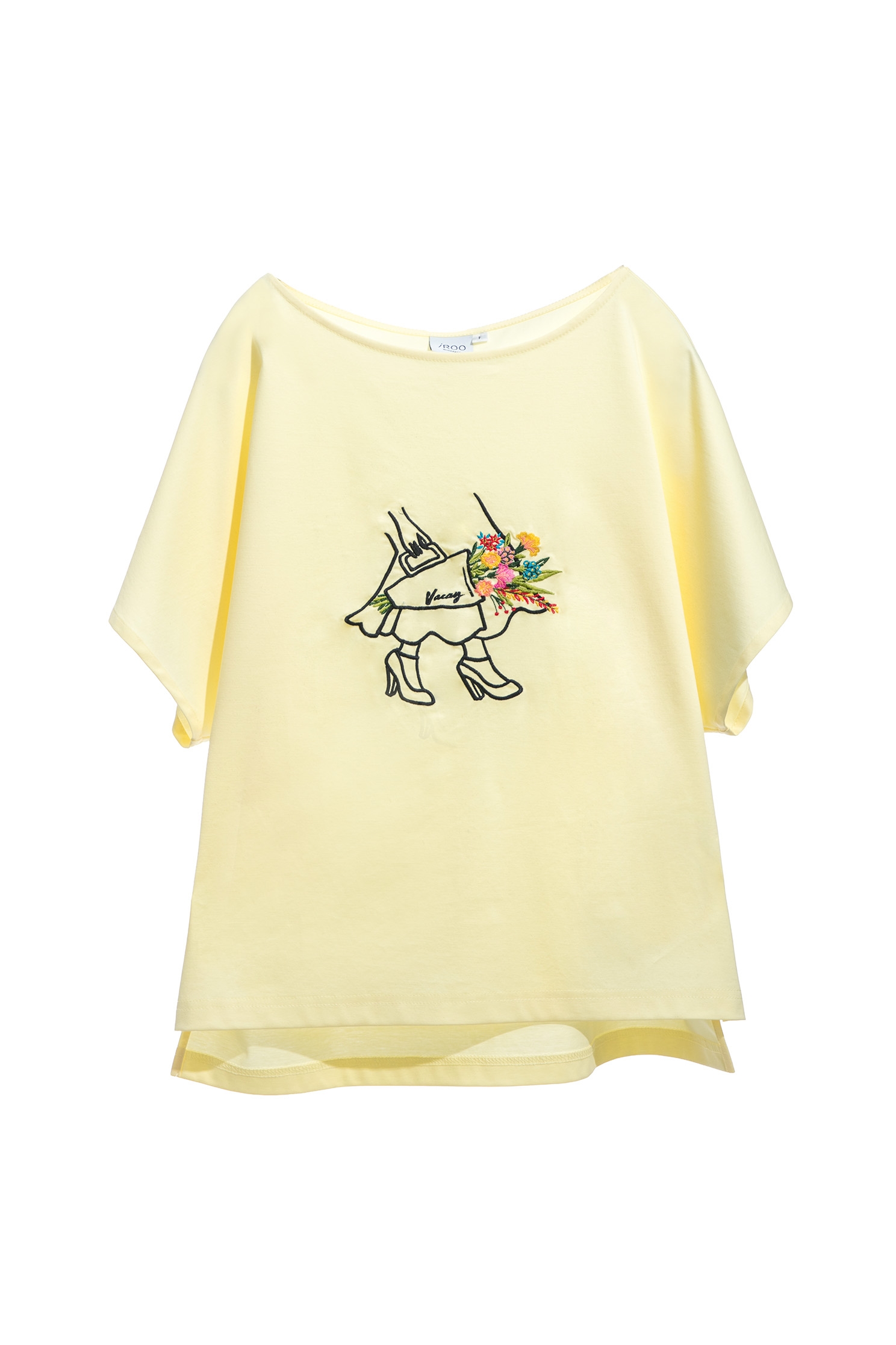 Basic Yellow Tee With Front GraphicT-shirt with embroidery,T-shirts,T-shirts,Tops,Embroidered,Season (SS) Look,Cotton