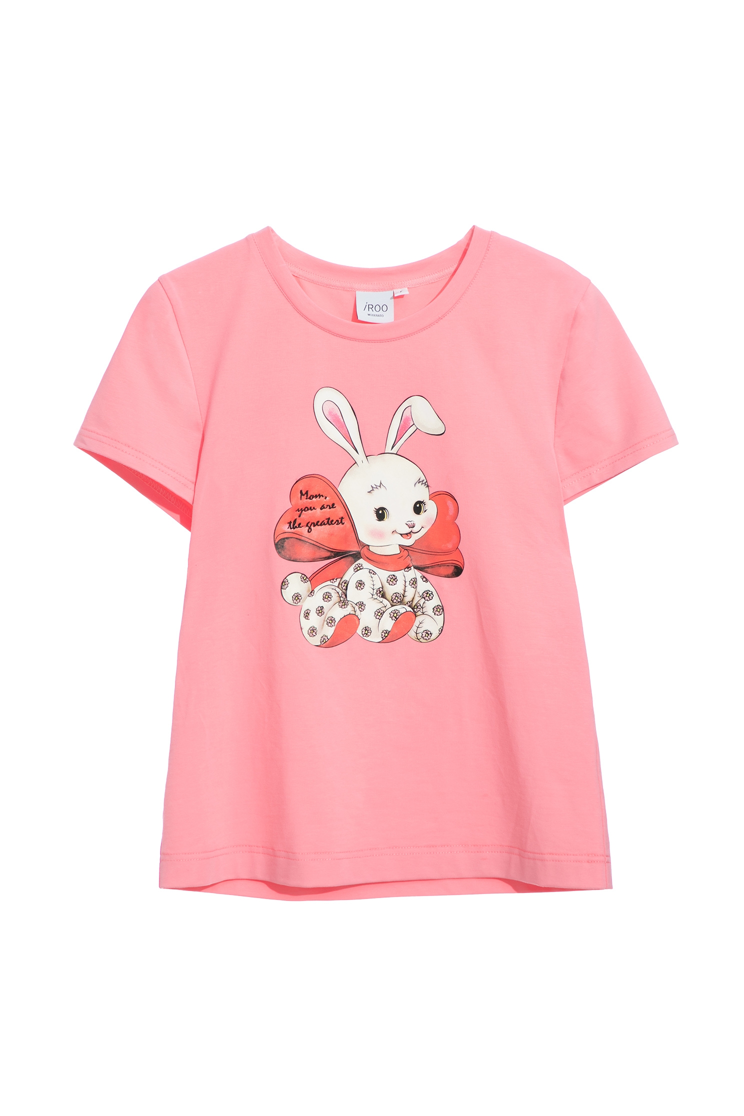 Pink Tee With Front GraphicT-shirt top with bunny print,T-shirts,T-shirts,Tops,Embroidered,Season (SS) Look,Cotton,Embroidered,bows