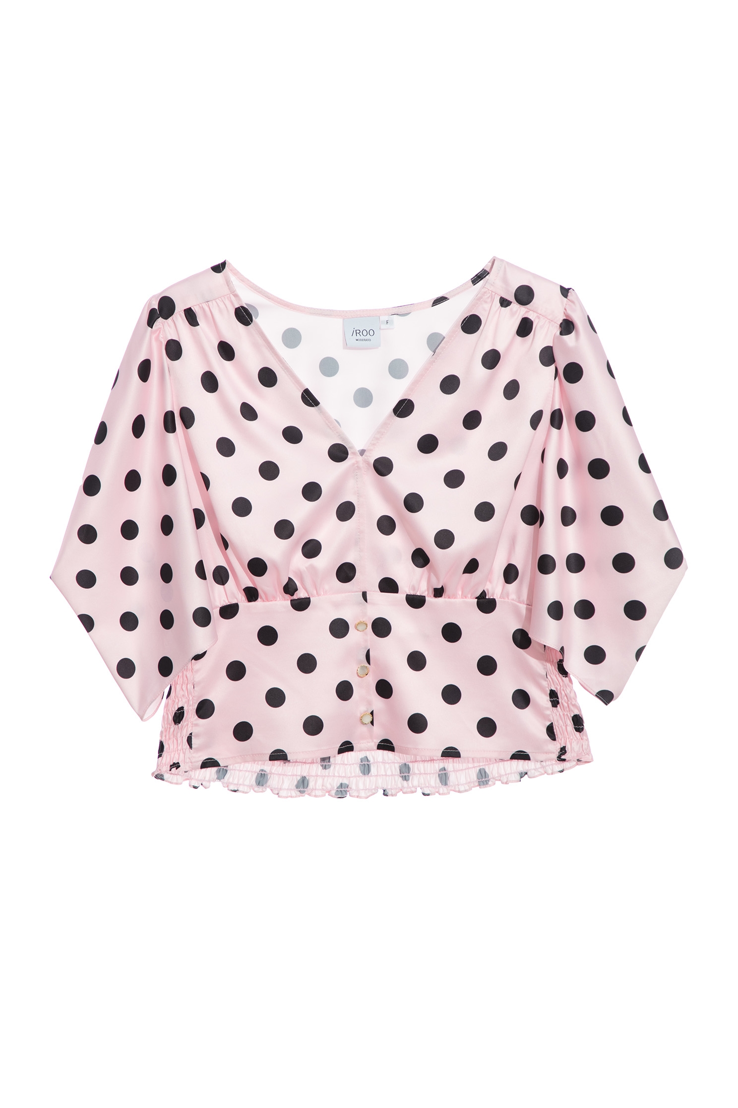 Black Polka Dot V-Neck TopLustrous top with dotted print,Tops,Season (SS) Look