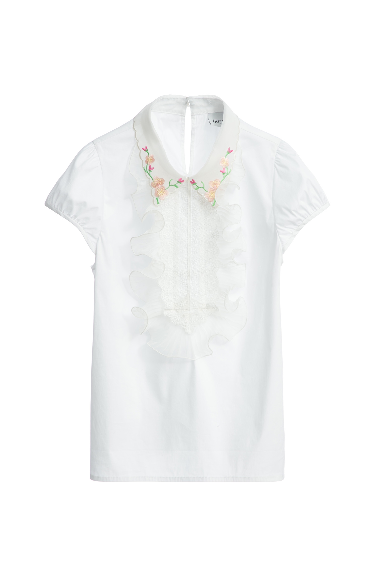 Floral Embroidery Collar Short Sleeve TopFloral Embroidery Collar Short Sleeve Top,Tops,Embroidered,Season (SS) Look,Lace,Blouses