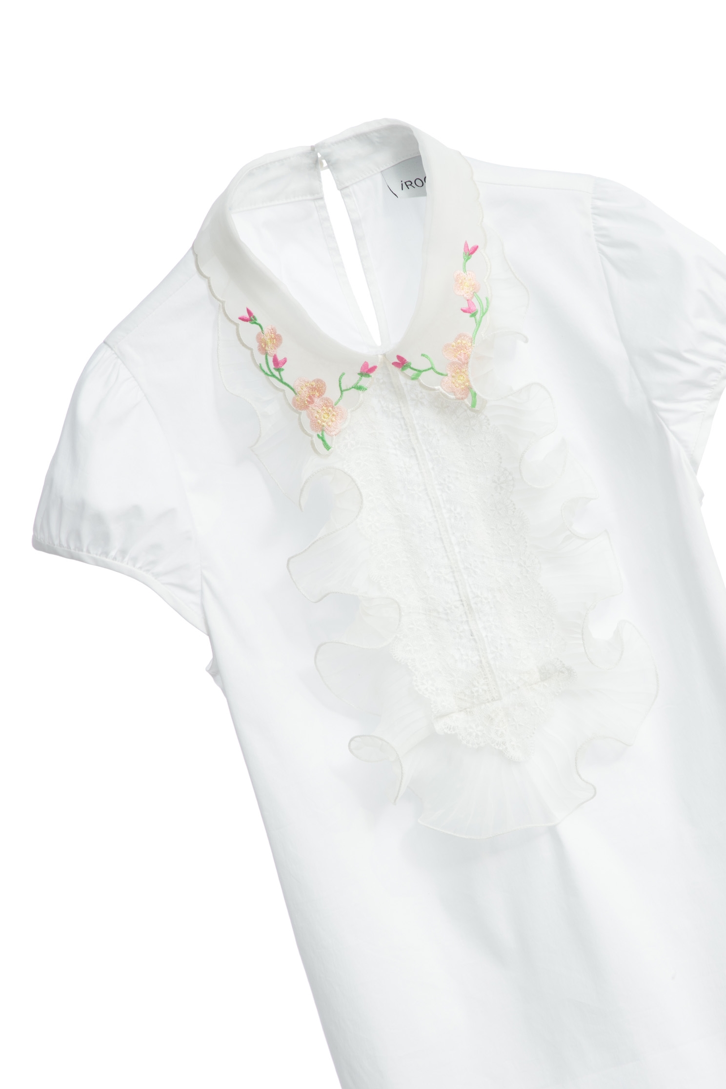 Floral Embroidery Collar Short Sleeve TopFloral Embroidery Collar Short Sleeve Top,Tops,Embroidered,Season (SS) Look,Lace,Blouses