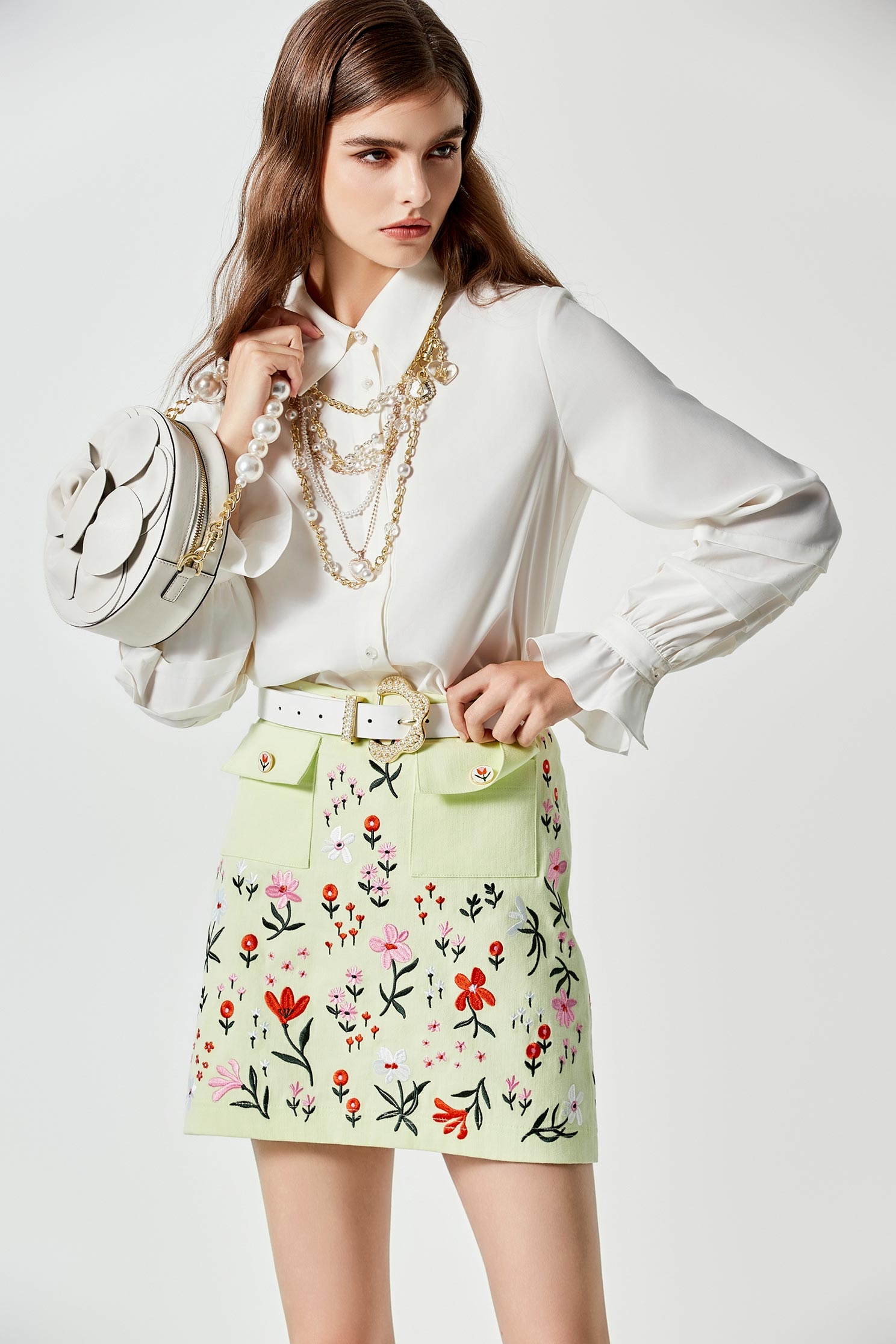 Bow Collar Long Sleeve Cream BlouseBow Collar Long Sleeve Cream Blouse,Tops,Season (SS) Look,bows,Blouses