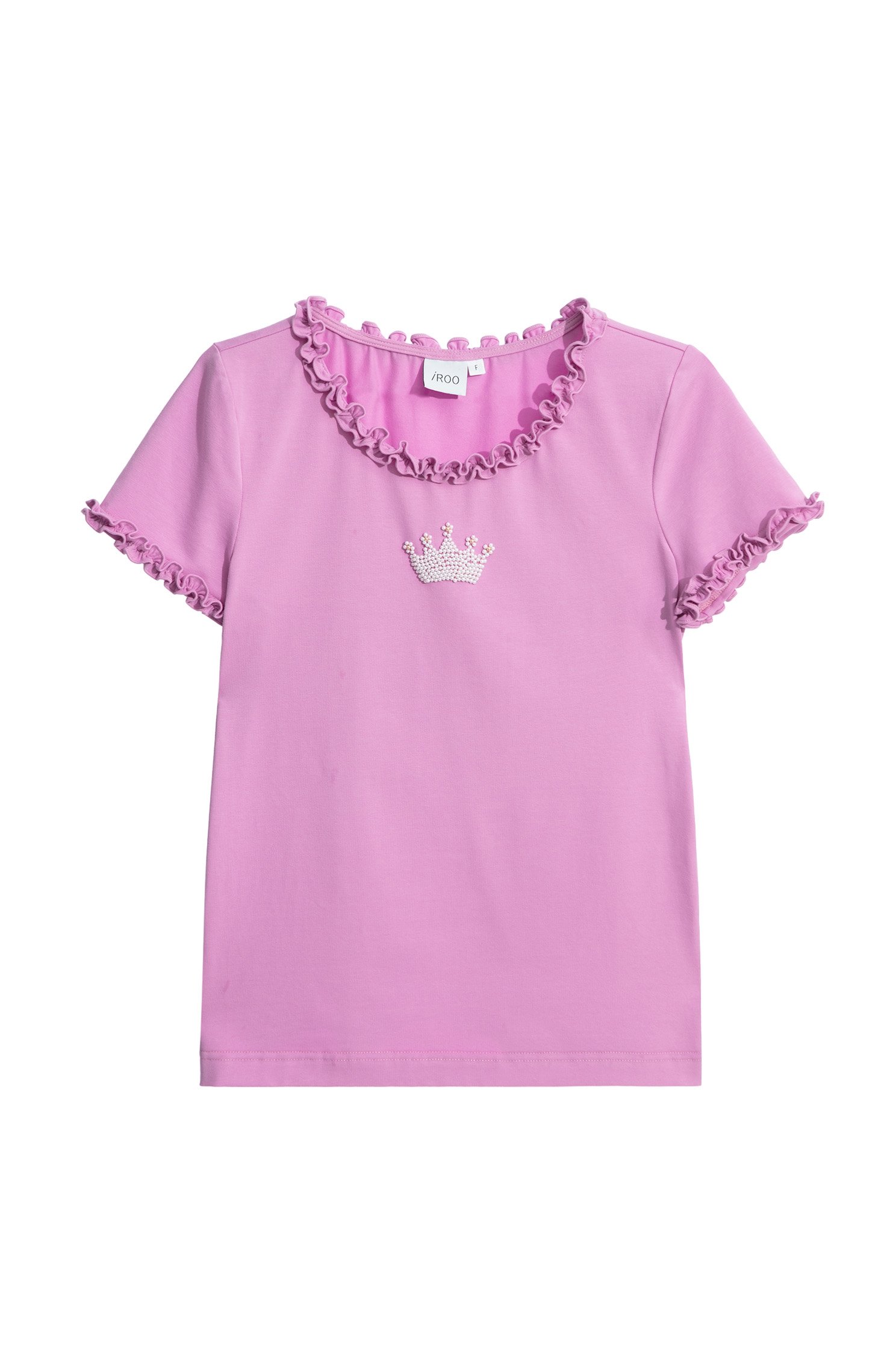 Beaded Logo Ruffle Trim TeeBeaded Logo Ruffle Trim Tee,T-shirts,Tops,Season (SS) Look,Cotton