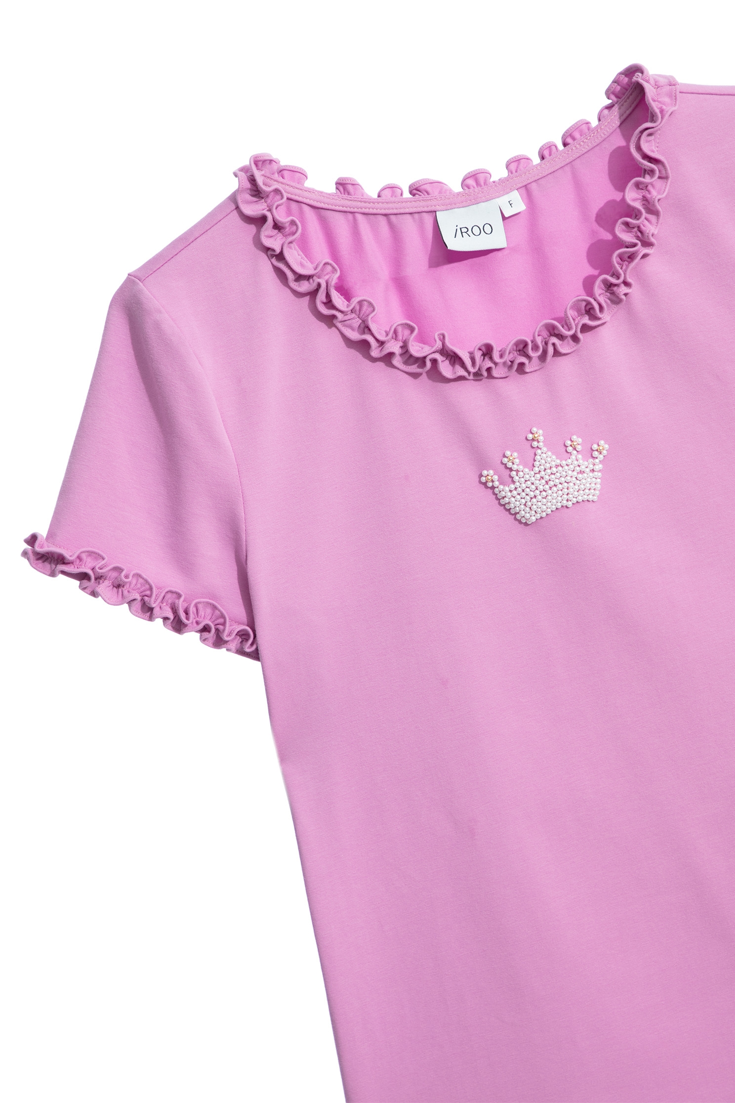 Beaded Logo Ruffle Trim TeeBeaded Logo Ruffle Trim Tee,T-shirts,Tops,Season (SS) Look,Cotton