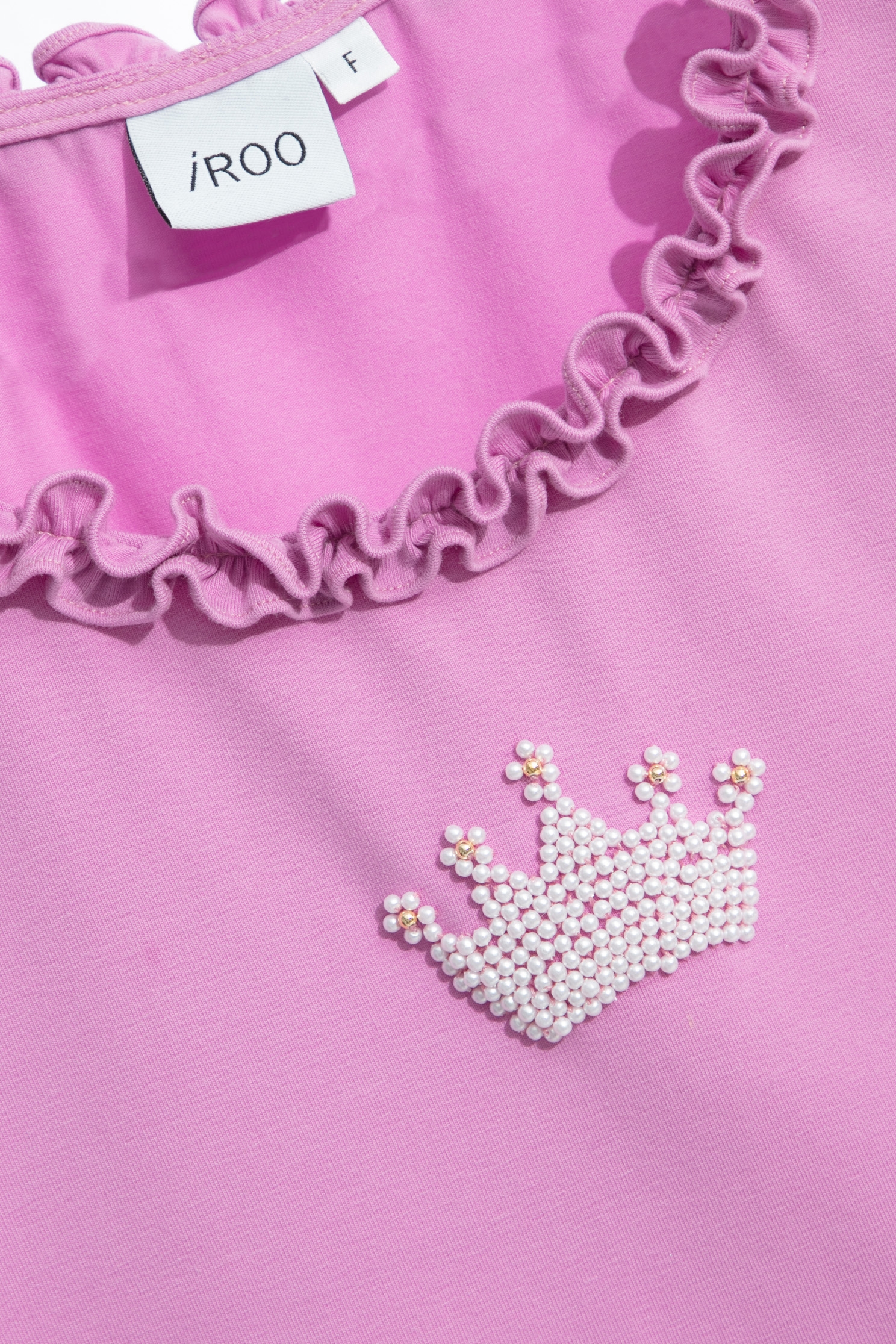 Beaded Logo Ruffle Trim TeeBeaded Logo Ruffle Trim Tee,T-shirts,Tops,Season (SS) Look,Cotton