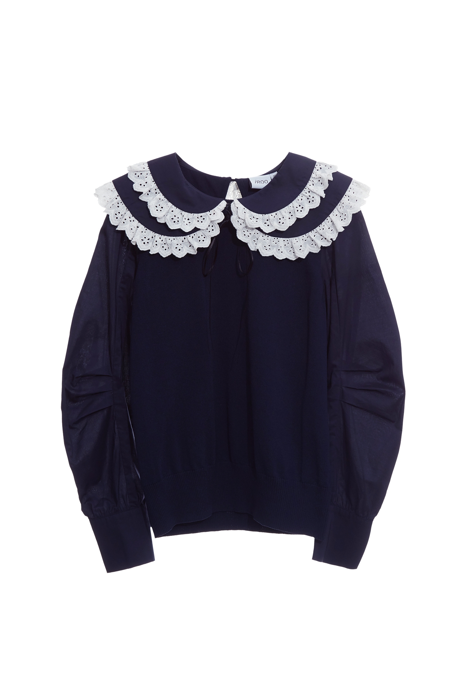 Double Layer Peter Pan Collar TopDouble Layer Peter Pan Collar Top,Tops,Season (SS) Look,Lace,Lace tops,Knitted,Knitted tops,Knitted tops