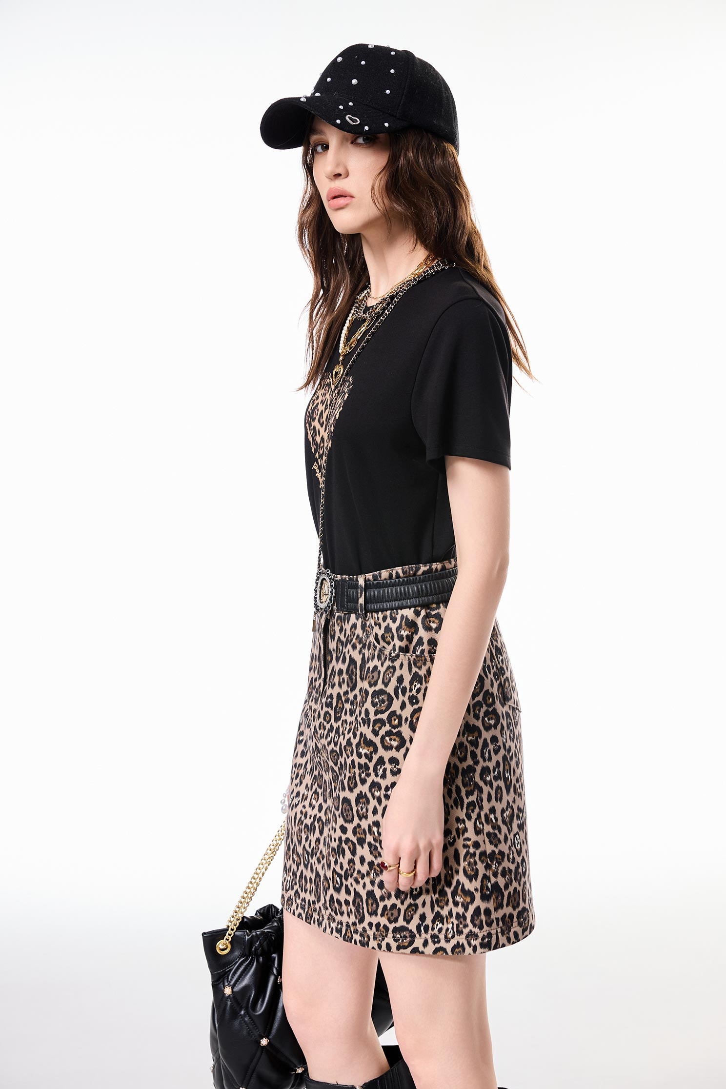 Leopard Print Heart Logo TeeLeopard Print Heart Logo Tee,Tops,Embroidered,Season (AW) Look,black tops