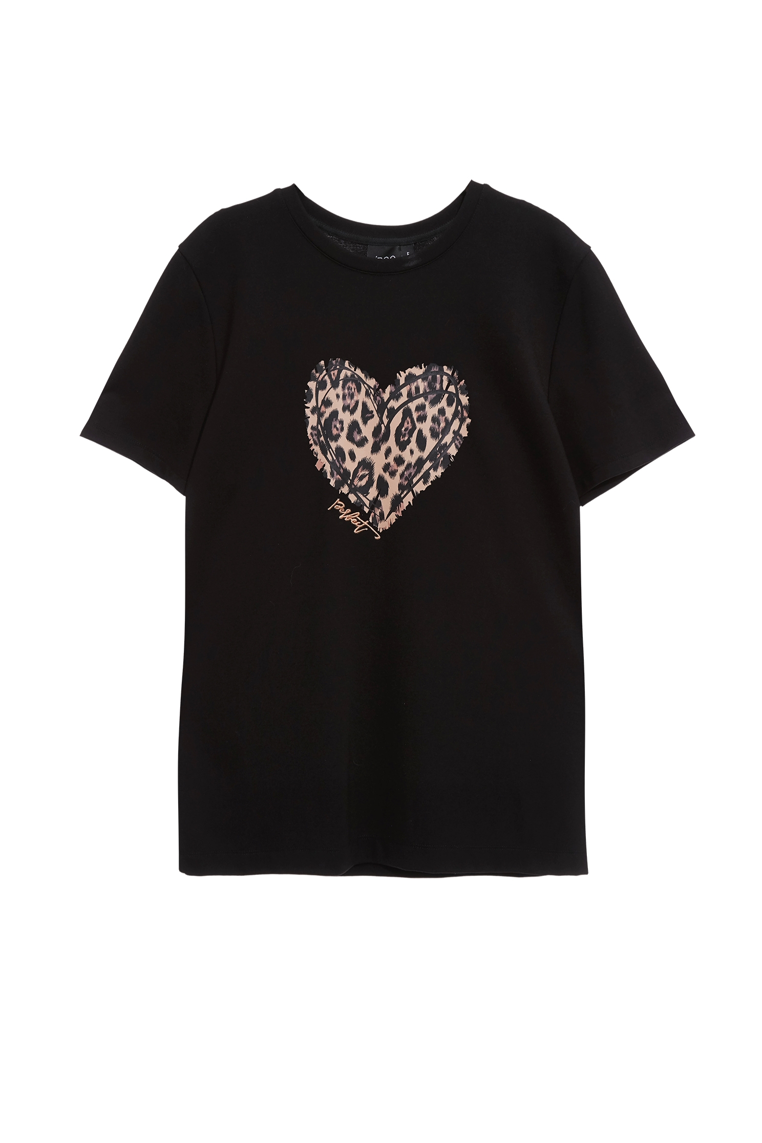 Leopard Print Heart Logo TeeLeopard Print Heart Logo Tee,Tops,Embroidered,Season (AW) Look,black tops