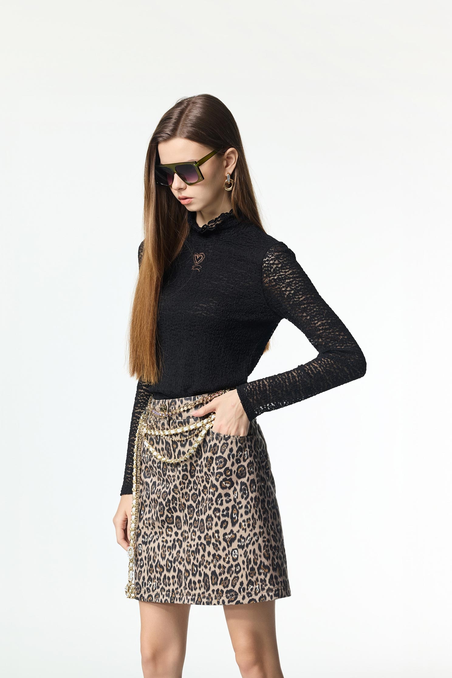 R Embroidery Logo Long Sleeve TopR Embroidery Logo Long Sleeve Top,Tops,Embroidered,Season (AW) Look,Lace,black tops