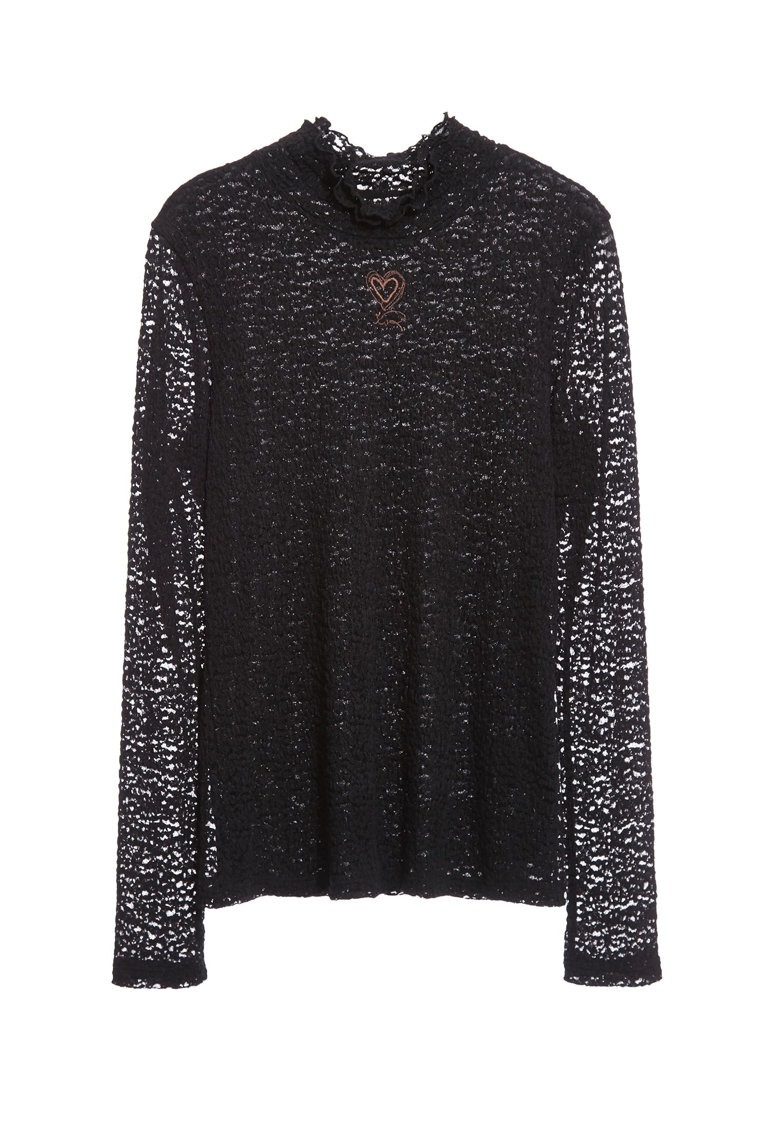 R Embroidery Logo Long Sleeve TopR Embroidery Logo Long Sleeve Top,Tops,Embroidered,Season (AW) Look,Lace,black tops